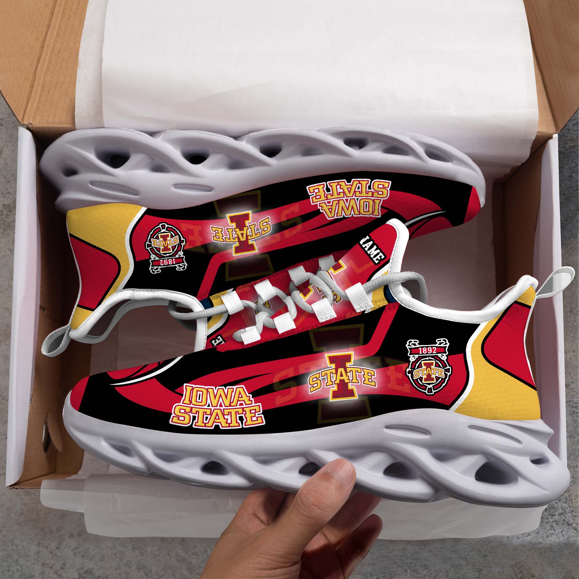 Iowa State Cyclones White C Sneakers 2026 Version Personalized Your Name 090