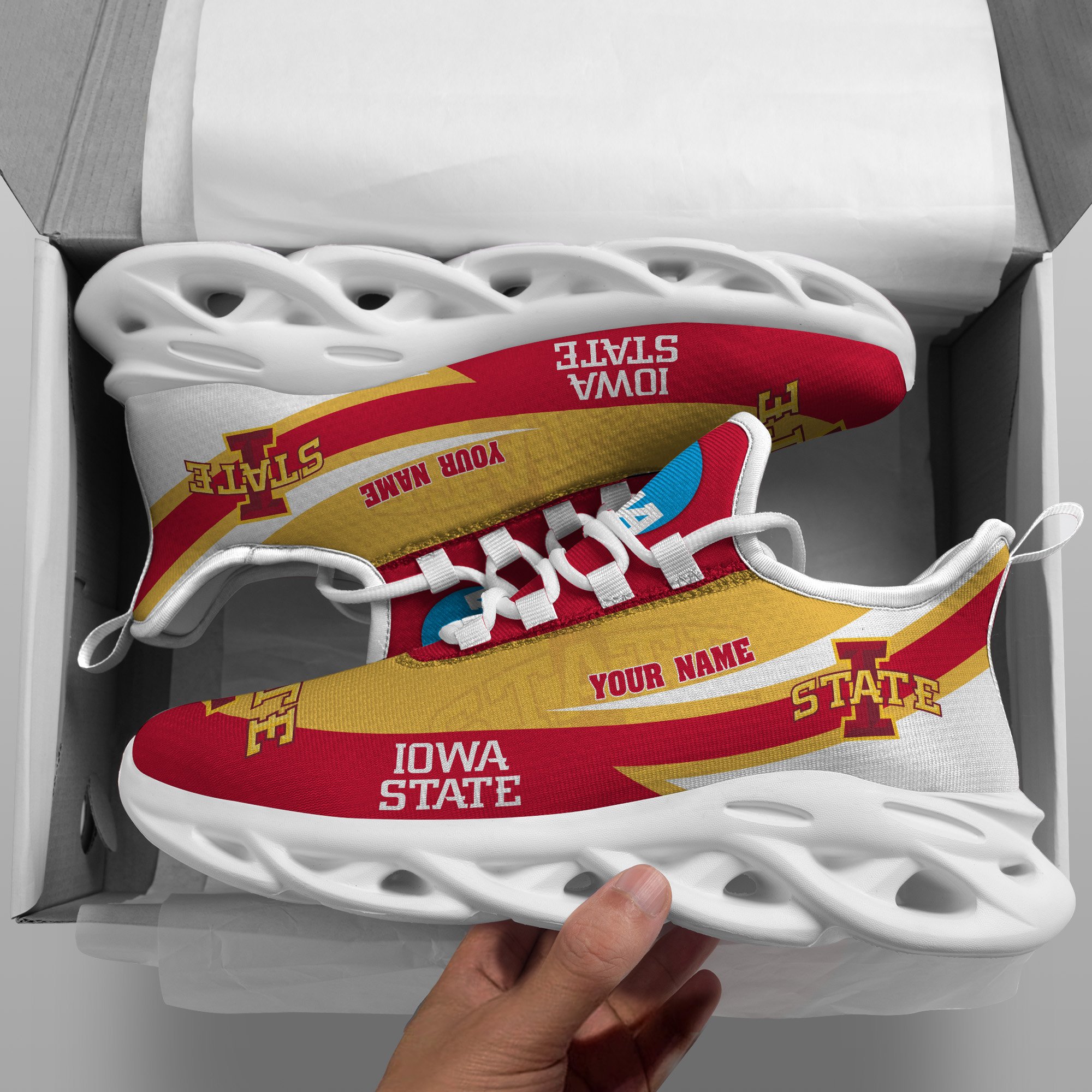 Iowa State Cyclones White Max Soul Shoes 2026 Versions Custom Your Name, Sports Gift For Fan PH019