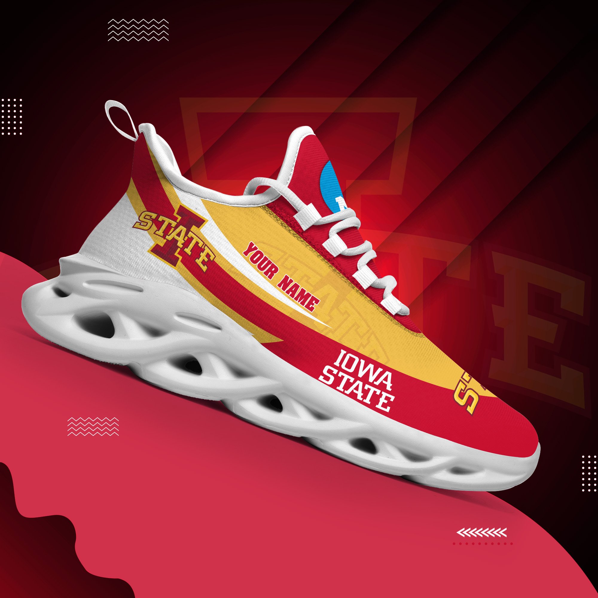 Iowa State Cyclones White Max Soul Shoes 2026 Versions Custom Your Name, Sports Gift For Fan PH019