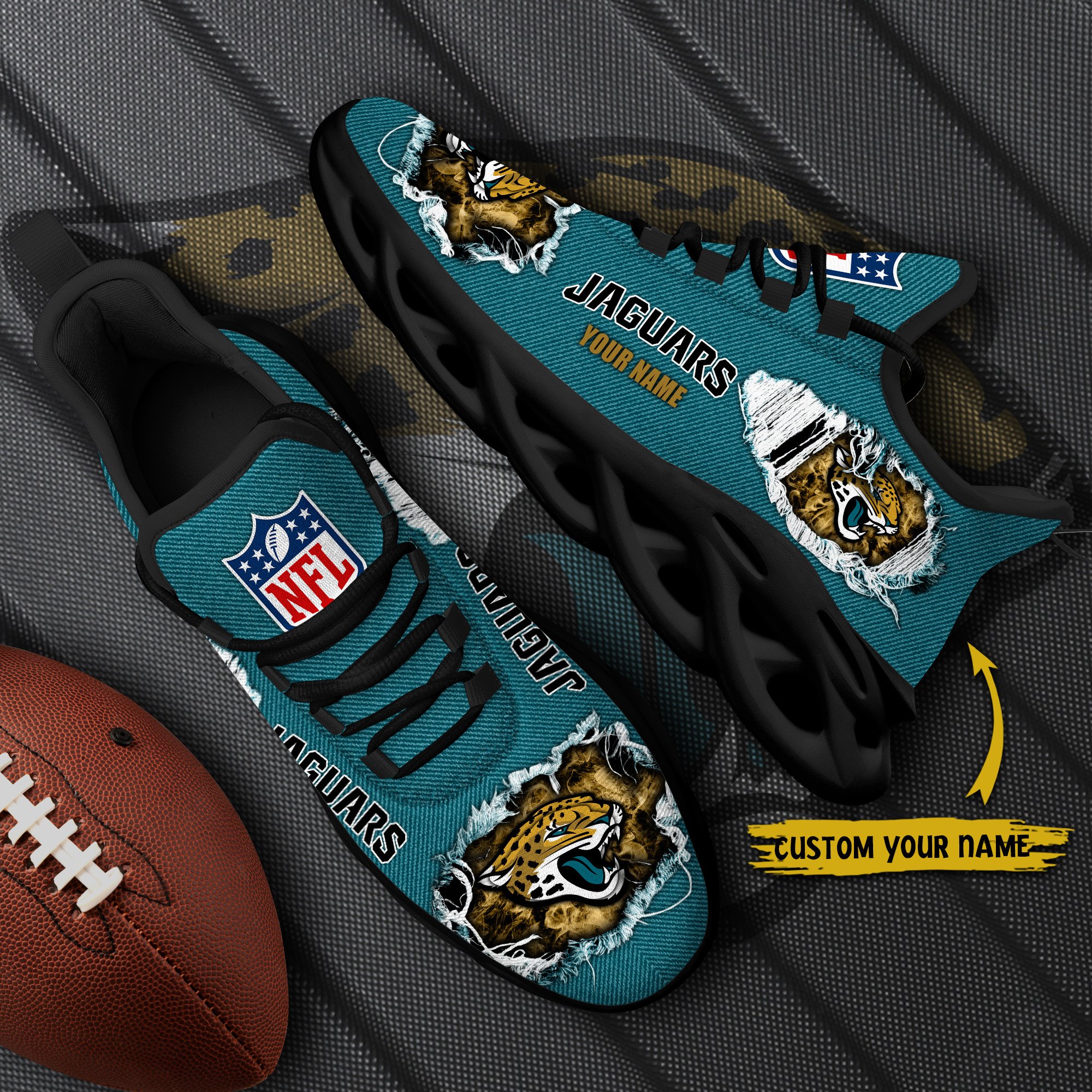 Jacksonville Jaguars Black Max Soul Shoes 2026 Versions Custom Name 554