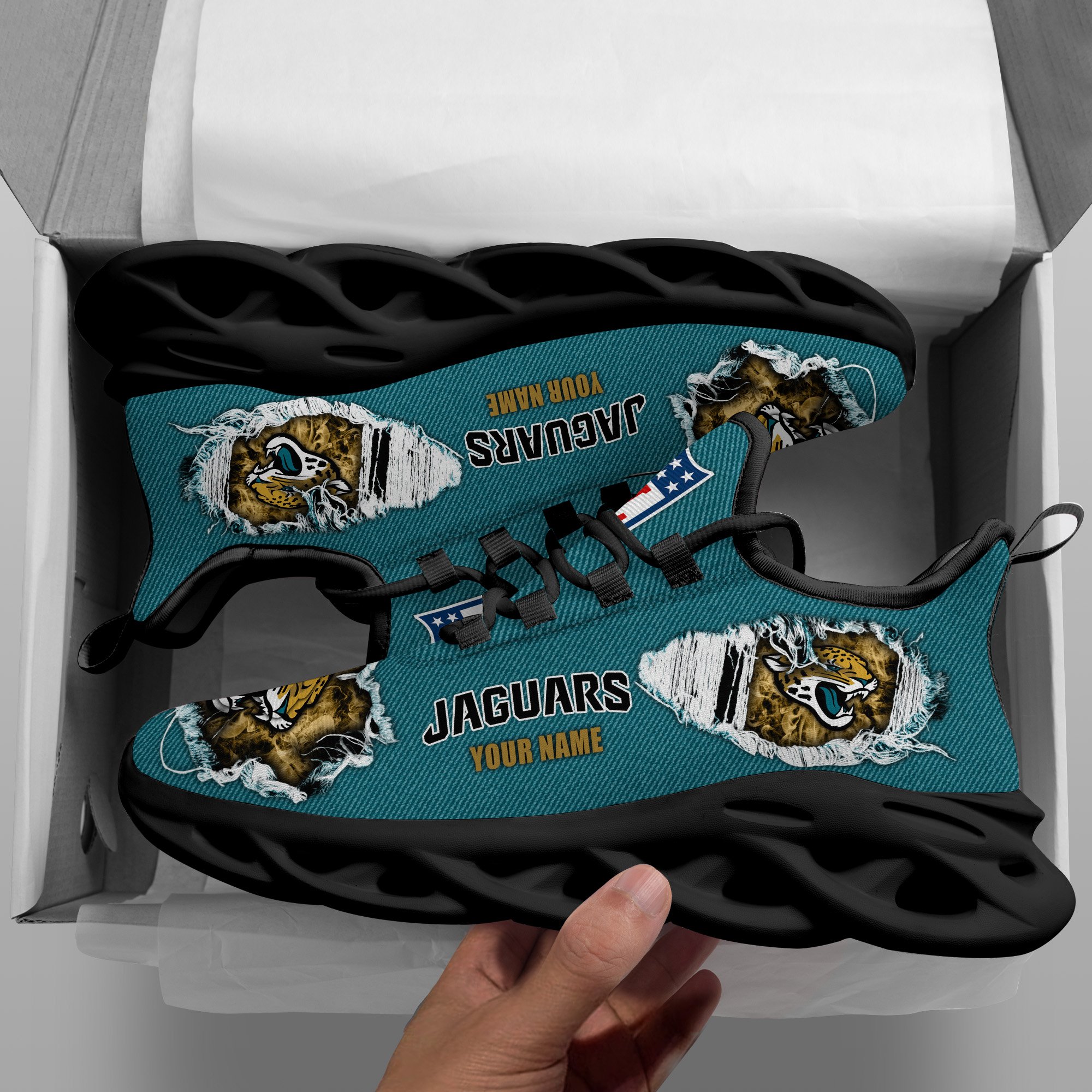 Jacksonville Jaguars Black Max Soul Shoes 2026 Versions Custom Name 554