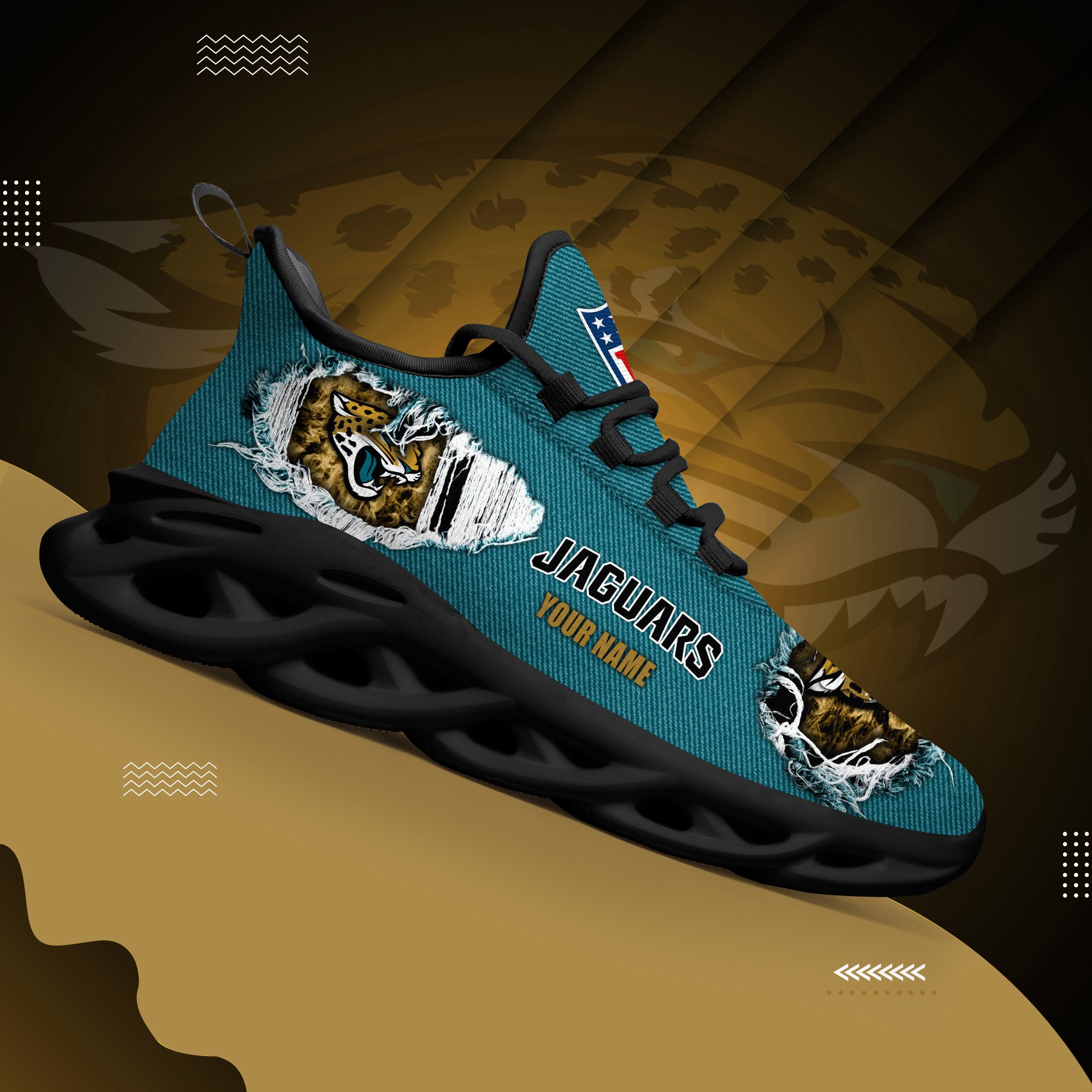 Jacksonville Jaguars Black Max Soul Shoes 2026 Versions Custom Name 554