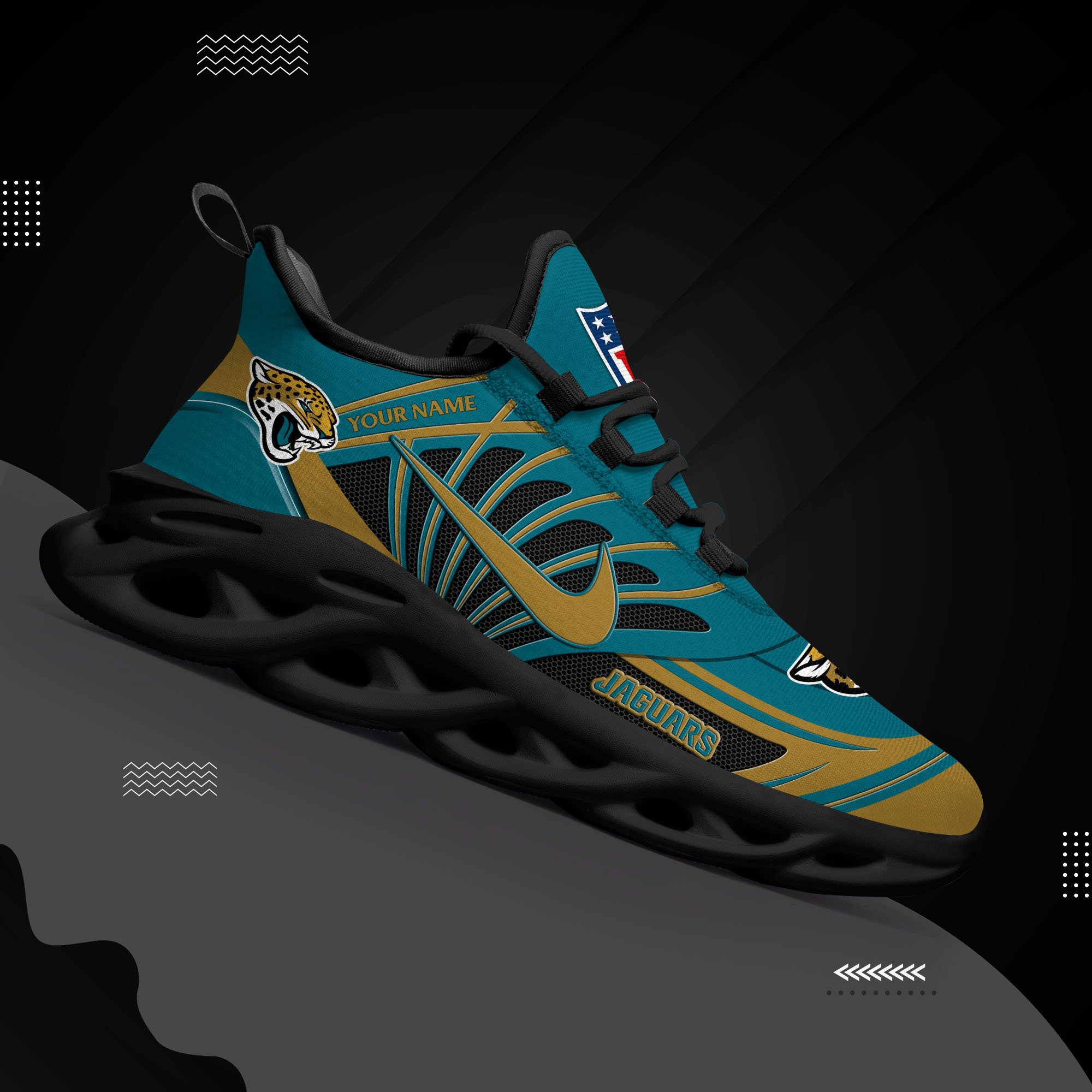 Jacksonville Jaguars Black Max Soul Shoes 2026 Versions Custom Name 898