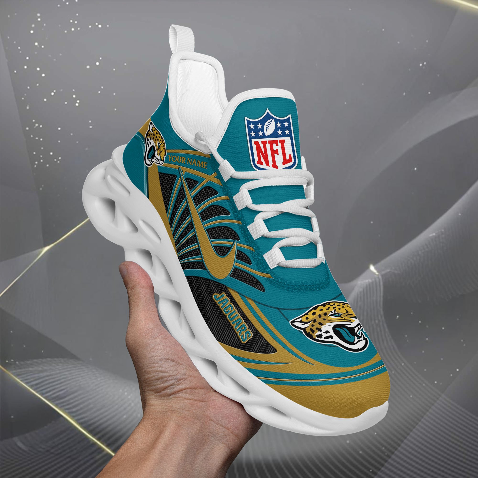 Jacksonville Jaguars Black Max Soul Shoes 2026 Versions Custom Name 898