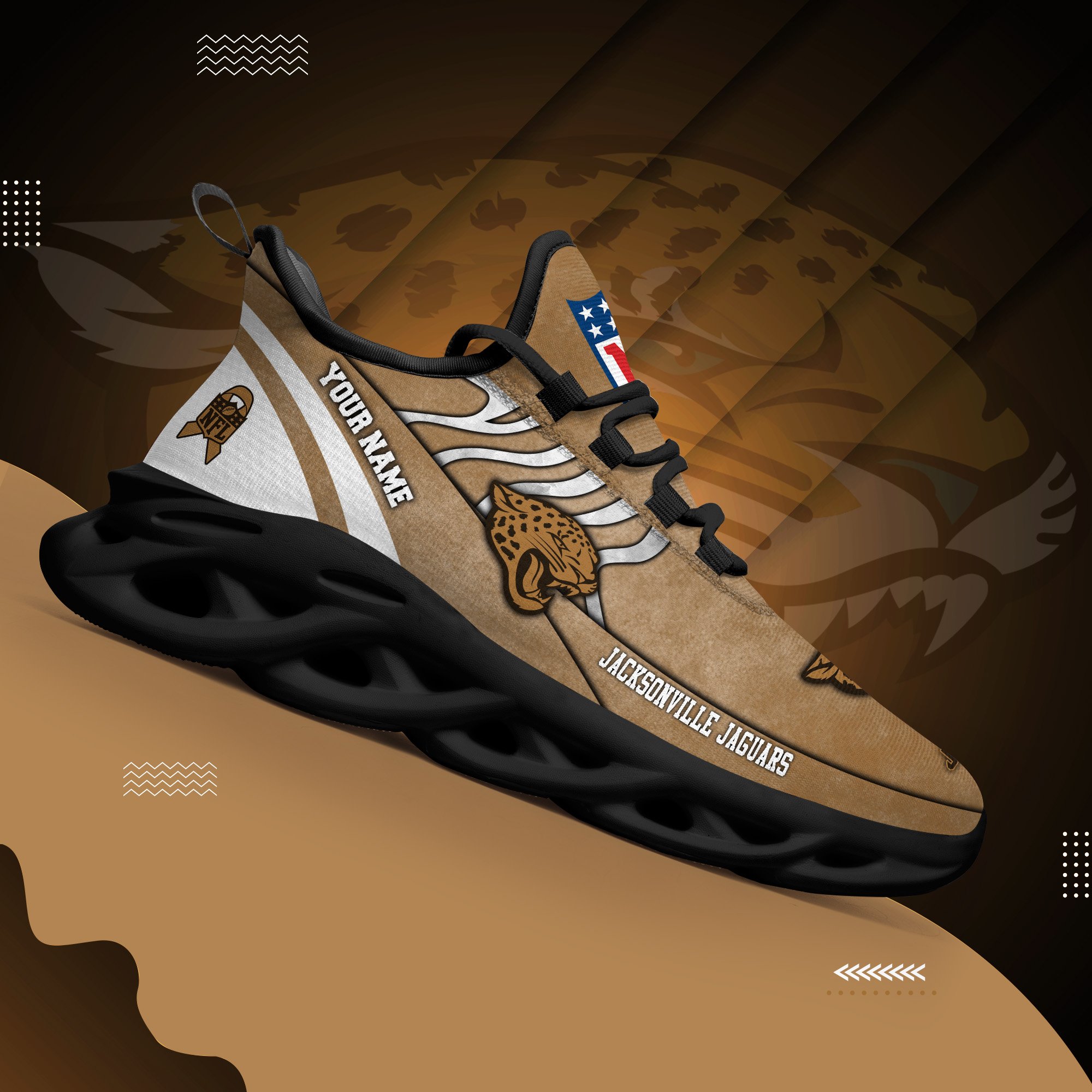 Jacksonville Jaguars Black Max Soul Shoes 2026 Versions Custom Your Name And Number 264