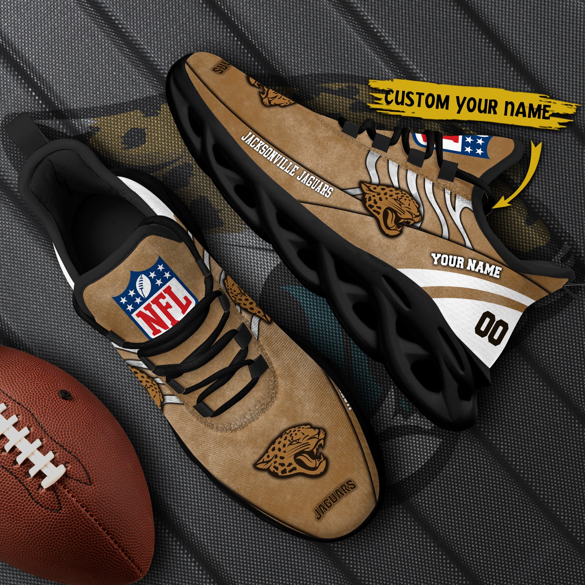 Jacksonville Jaguars Black Max Soul Shoes 2026 Versions Custom Your Name And Number 264