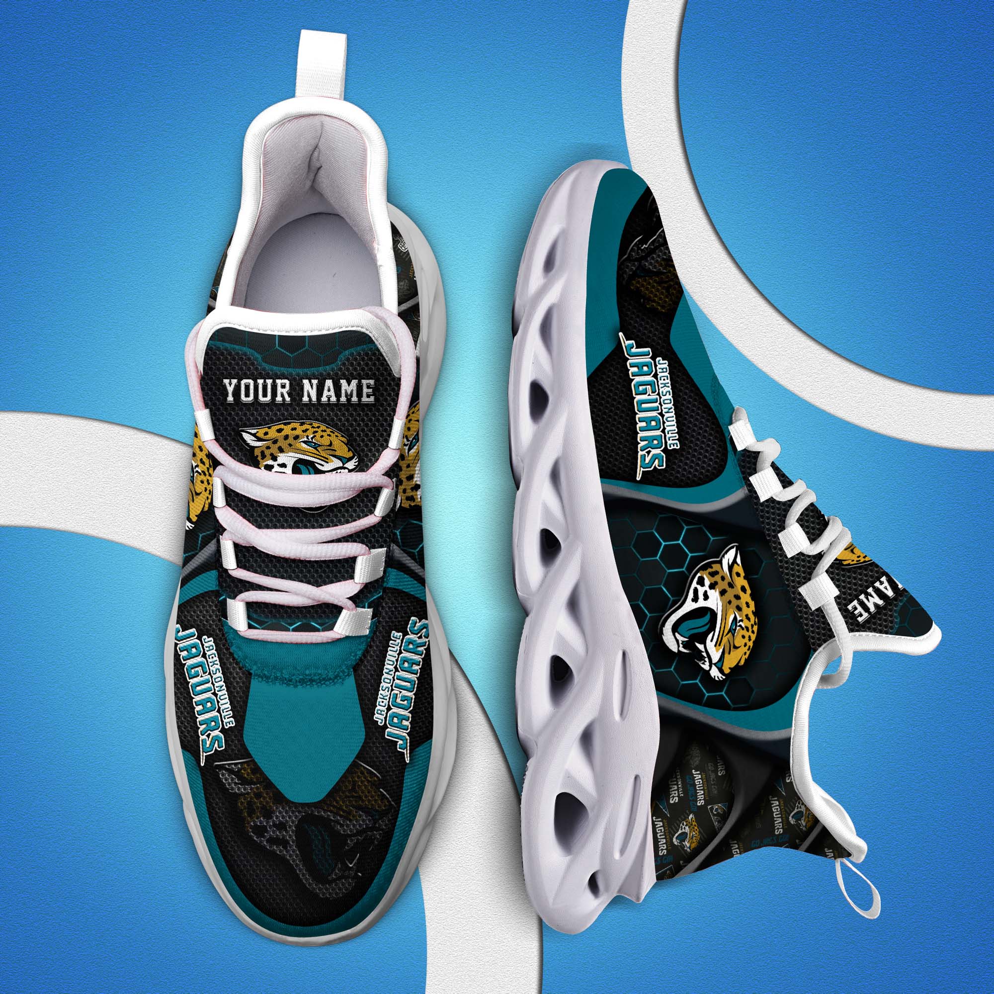 Jacksonville Jaguars White C Sneakers 2026 Version Personalized Your Name 432