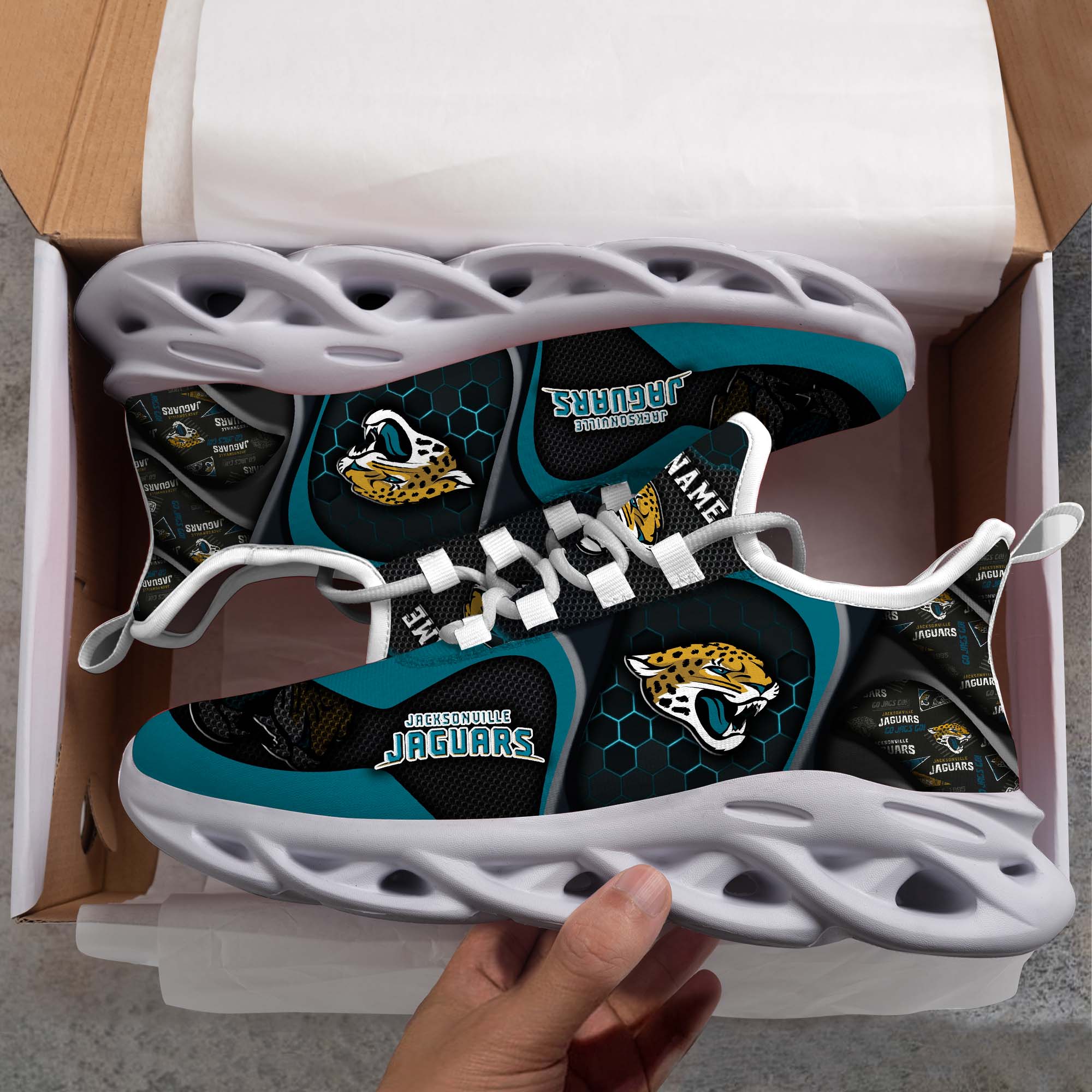 Jacksonville Jaguars White C Sneakers 2026 Version Personalized Your Name 432