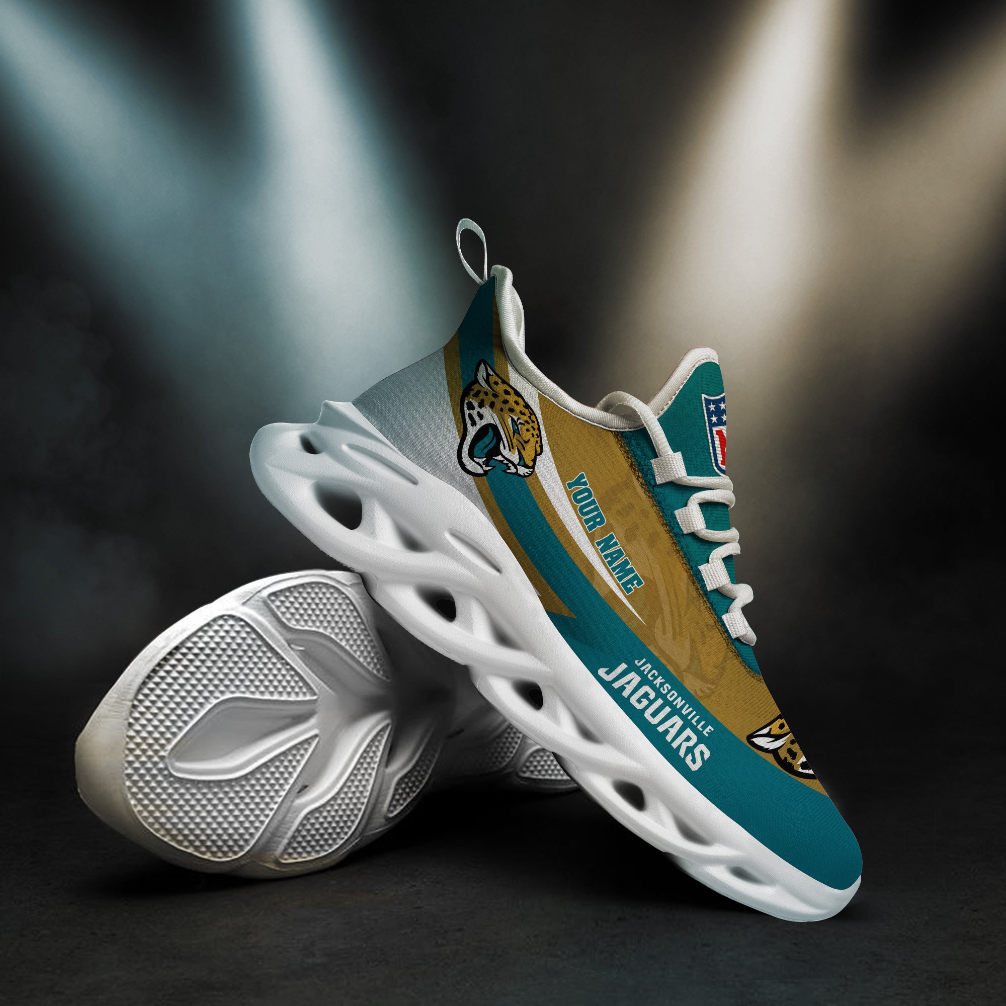 Jacksonville Jaguars White Max Soul Shoes 2026 Versions Custom Your Name, Sports Gift For Fan, Sport Gifts PH410