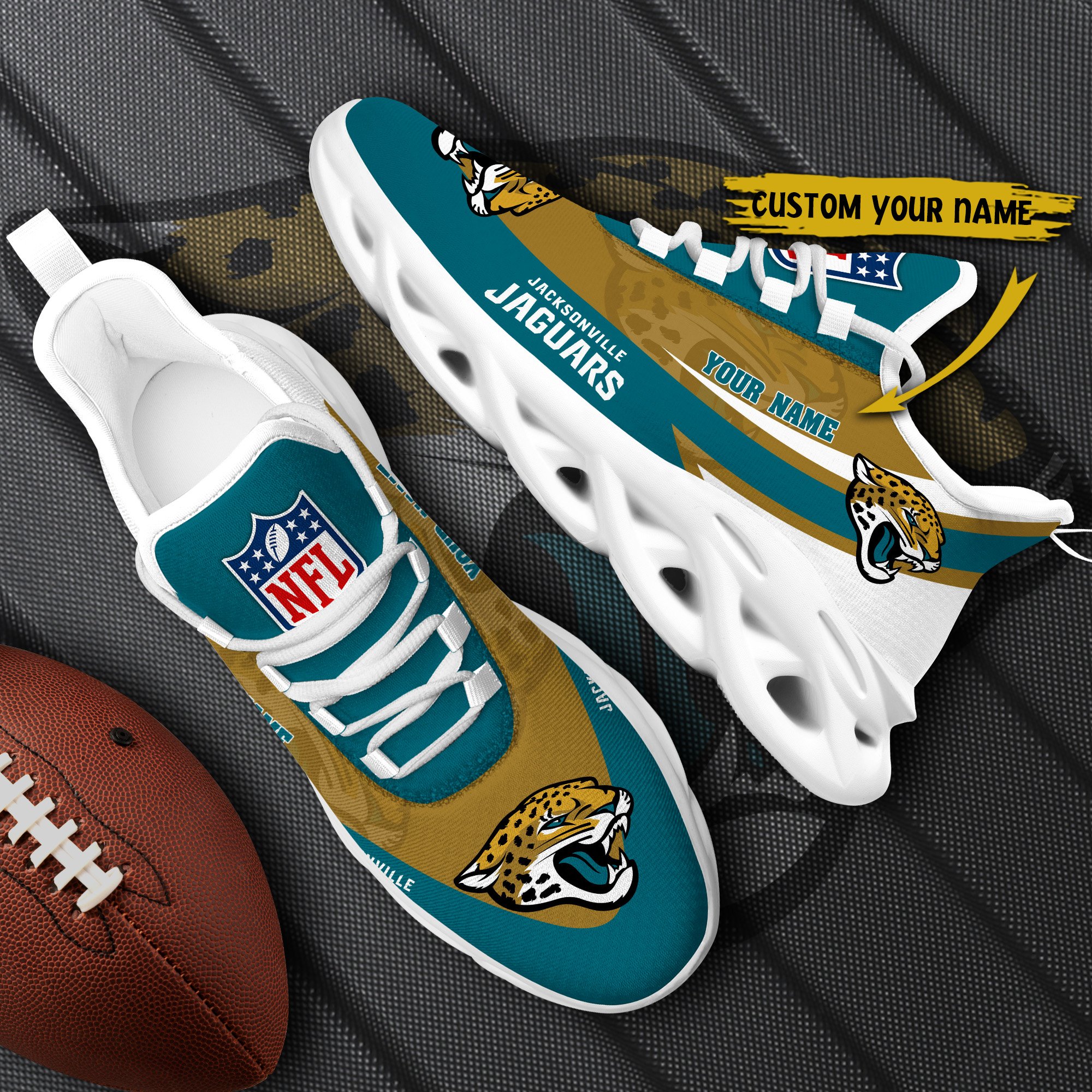 Jacksonville Jaguars White Max Soul Shoes 2026 Versions Custom Your Name, Sports Gift For Fan, Sport Gifts PH410