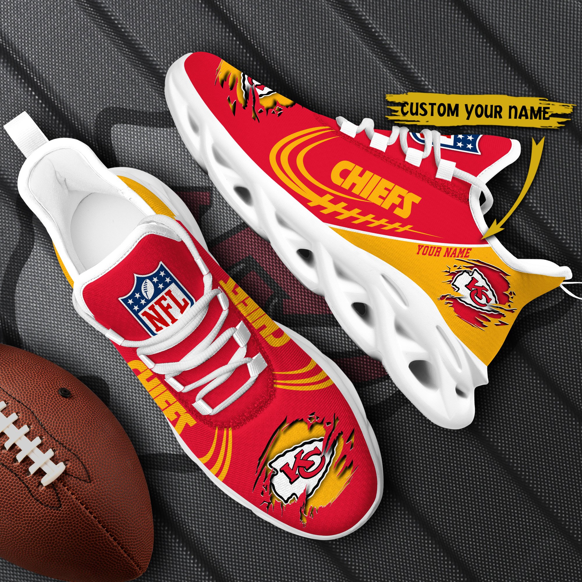 Kansas City Chiefs Black Max Soul Shoes 2026 Versions Custom Name 003