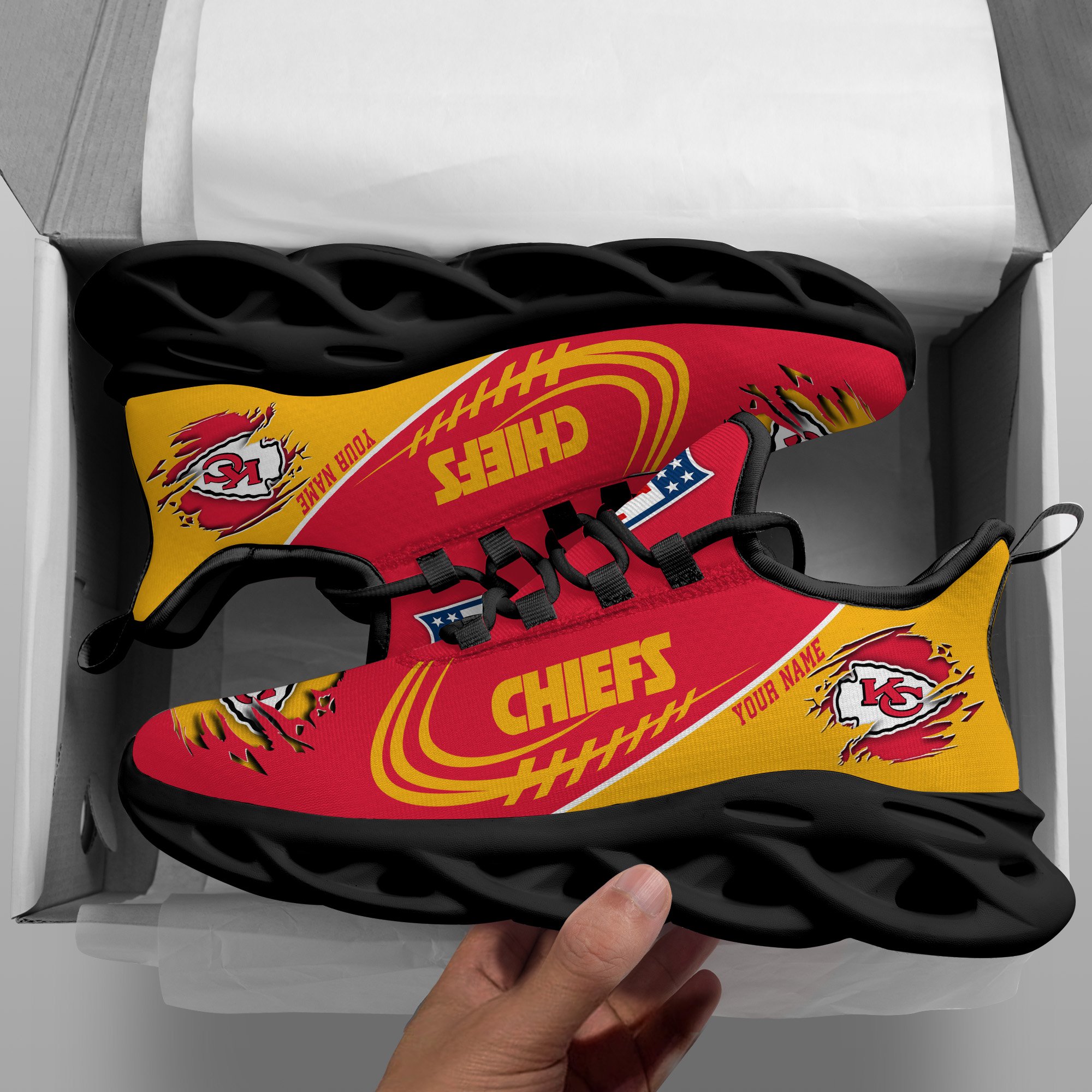 Kansas City Chiefs Black Max Soul Shoes 2026 Versions Custom Name 003