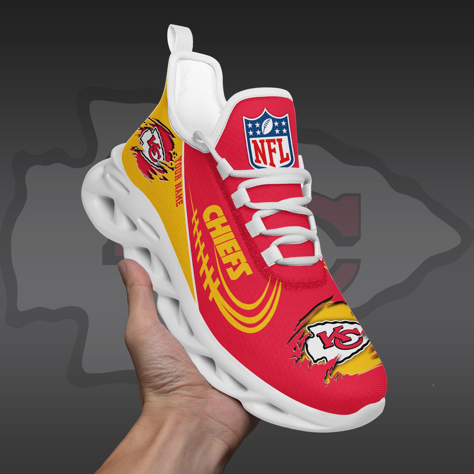 Kansas City Chiefs Black Max Soul Shoes 2026 Versions Custom Name 003