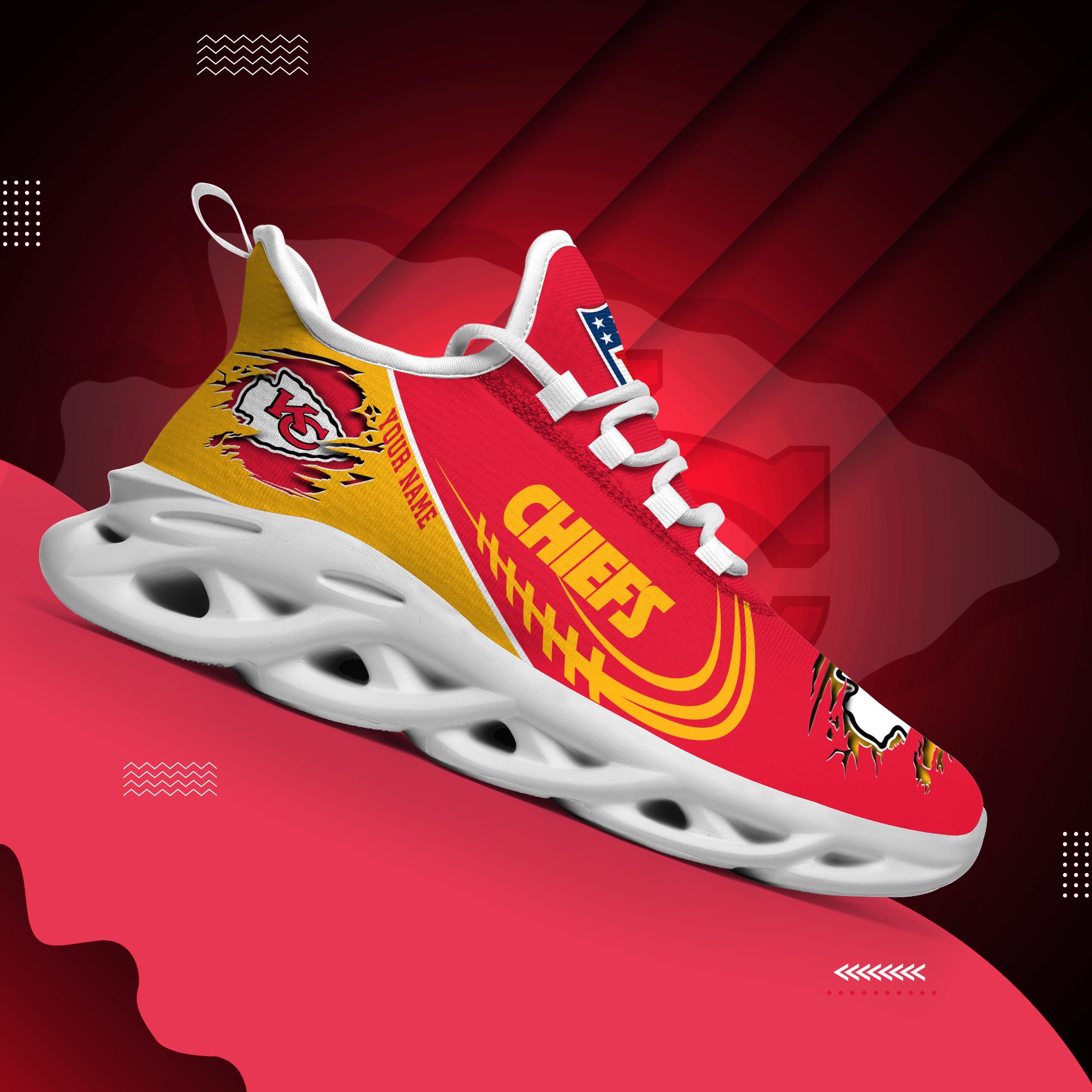 Kansas City Chiefs Black Max Soul Shoes 2026 Versions Custom Name 003