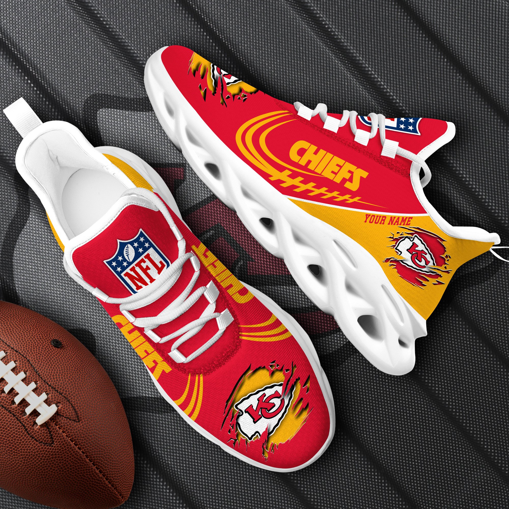 Kansas City Chiefs Black Max Soul Shoes 2026 Versions Custom Name 003