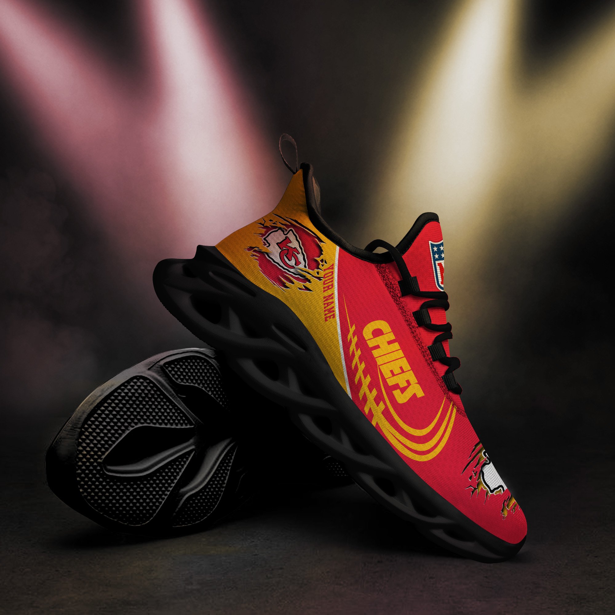 Kansas City Chiefs Black Max Soul Shoes 2026 Versions Custom Name 003