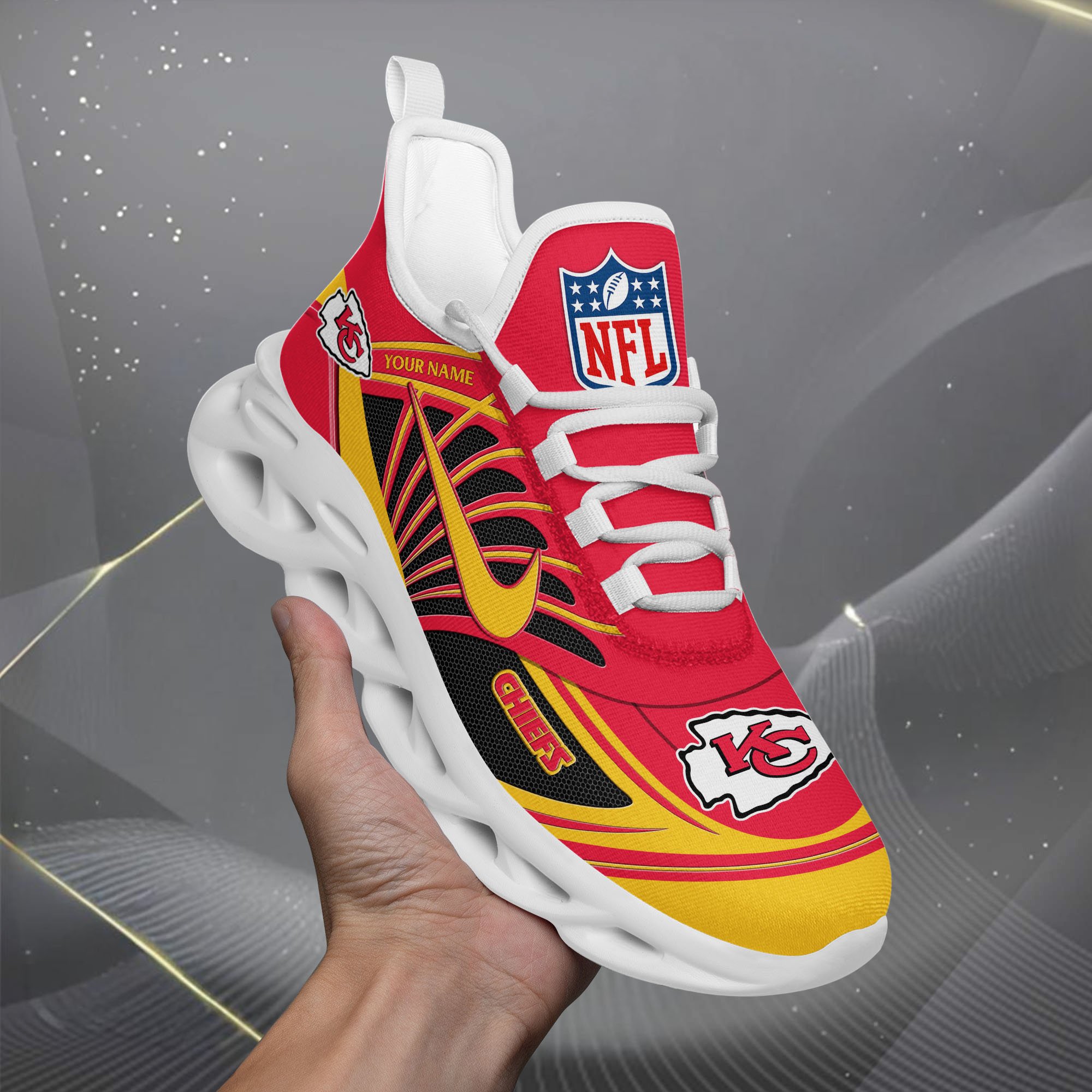 Kansas City Chiefs Black Max Soul Shoes 2026 Versions Custom Name 898