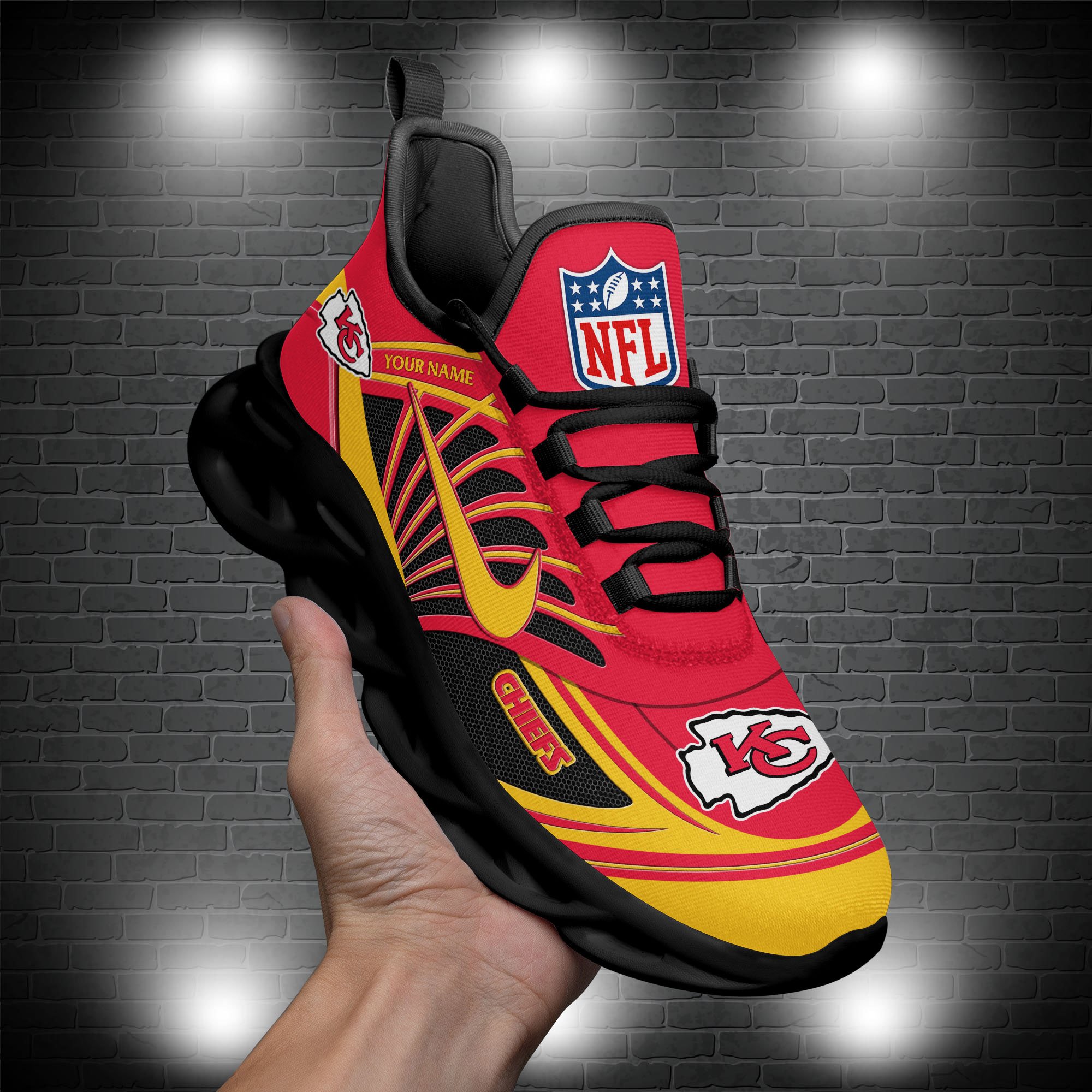 Kansas City Chiefs Black Max Soul Shoes 2026 Versions Custom Name 898