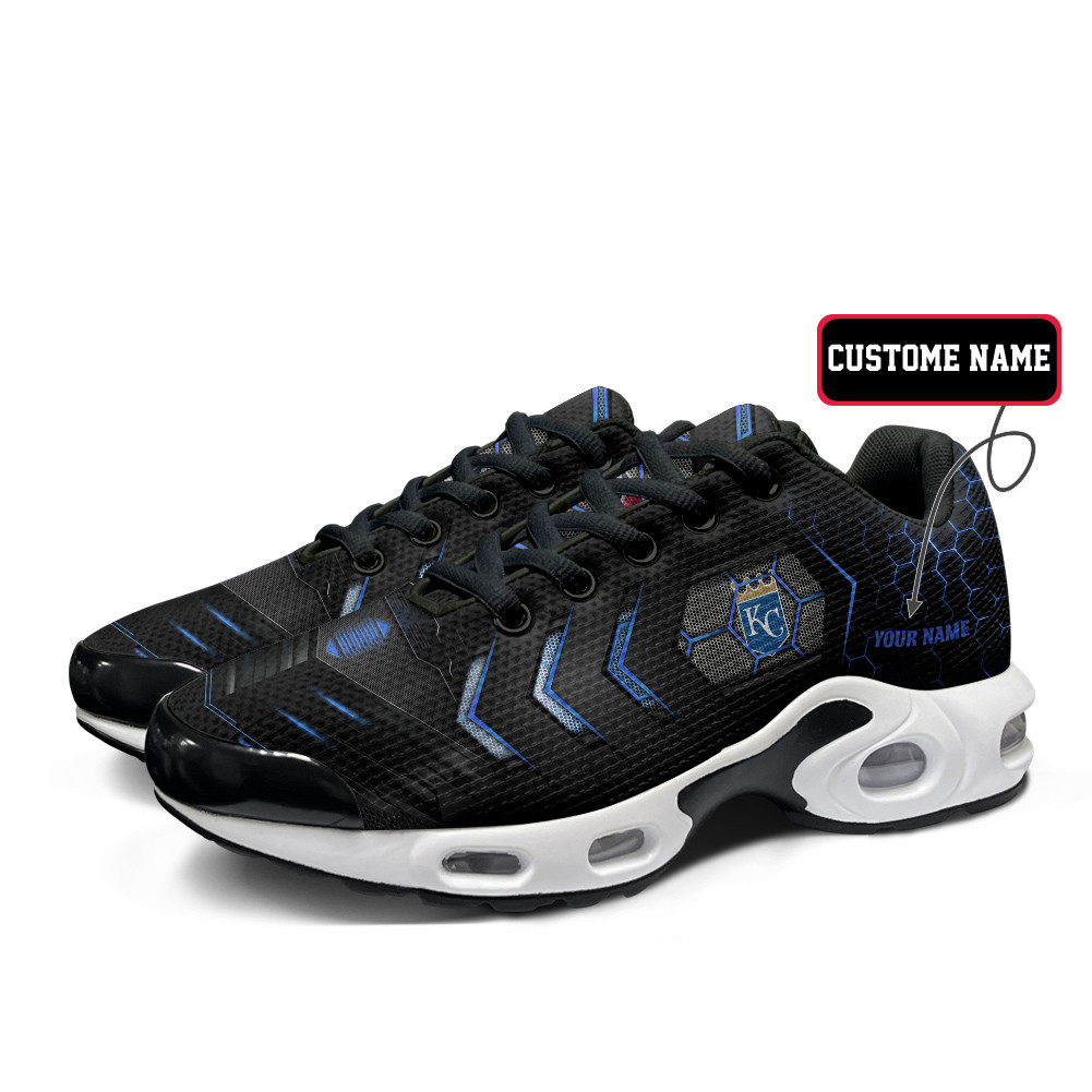 Kansas City Royals Personalized Name Team Colors Arrow Line Beehive Pattern TN Air Max Shoes Air Cushion Sneakers