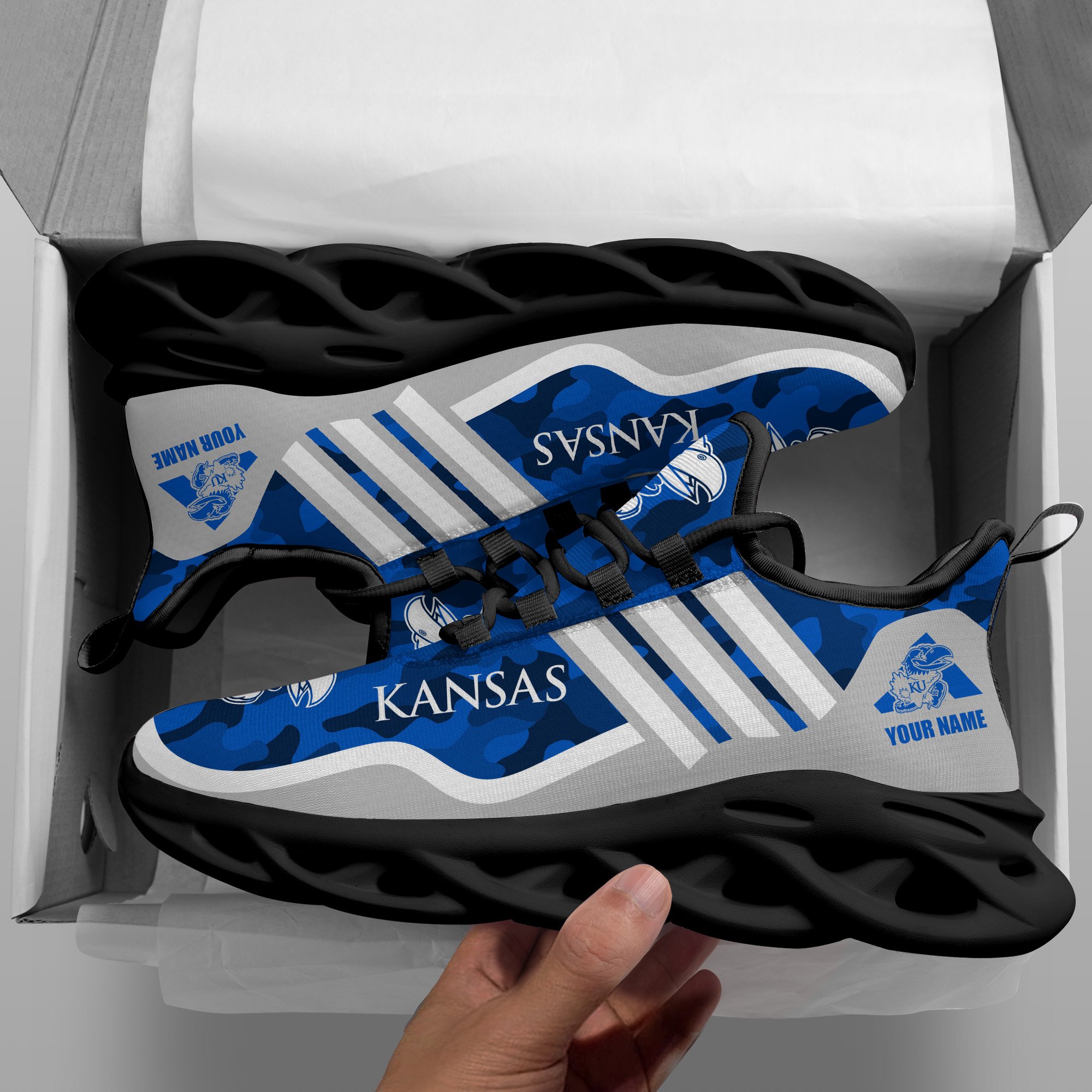 Kansas Jayhawks Black Max Soul Shoes 2026 Versions Custom Name 466