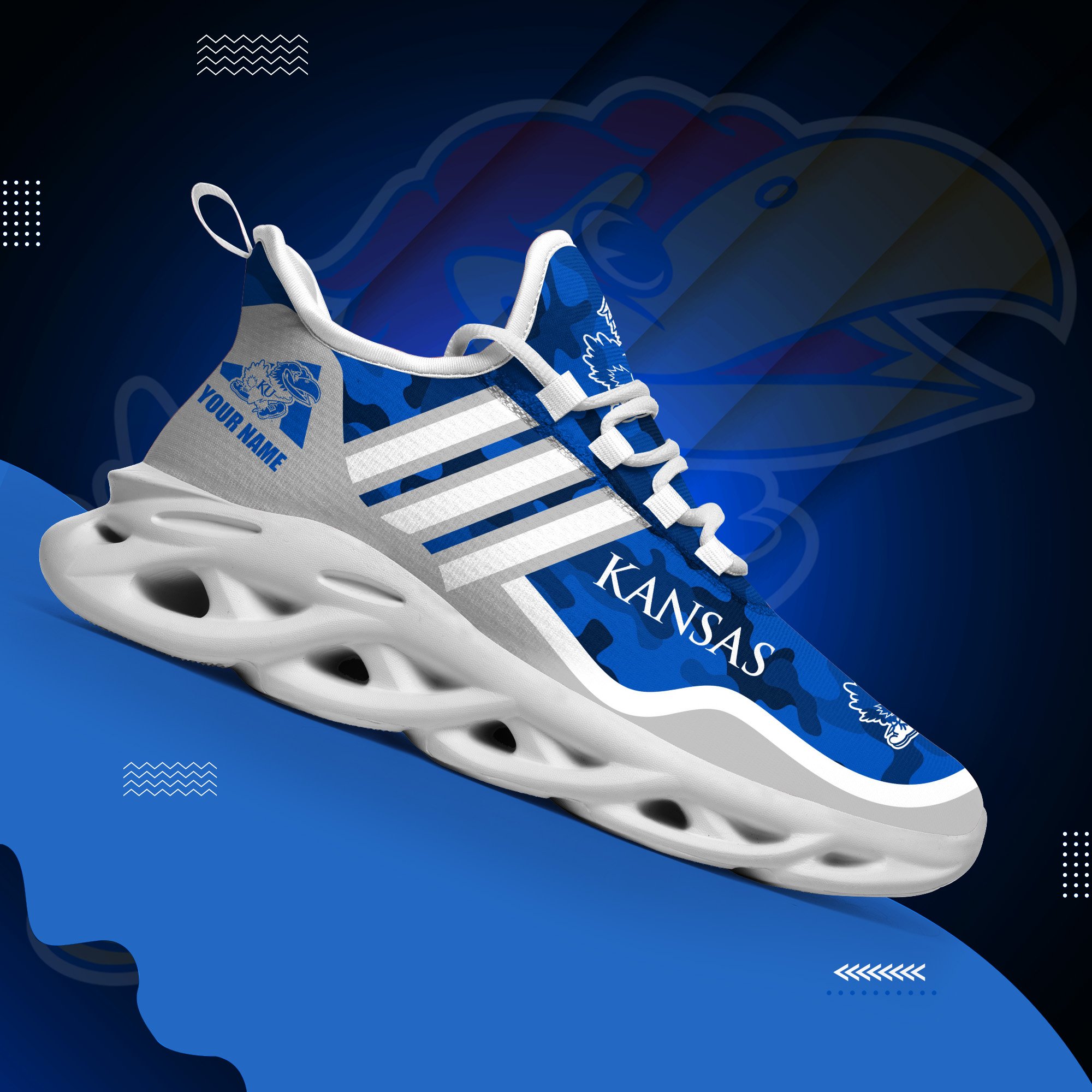 Kansas Jayhawks Black Max Soul Shoes 2026 Versions Custom Name 466