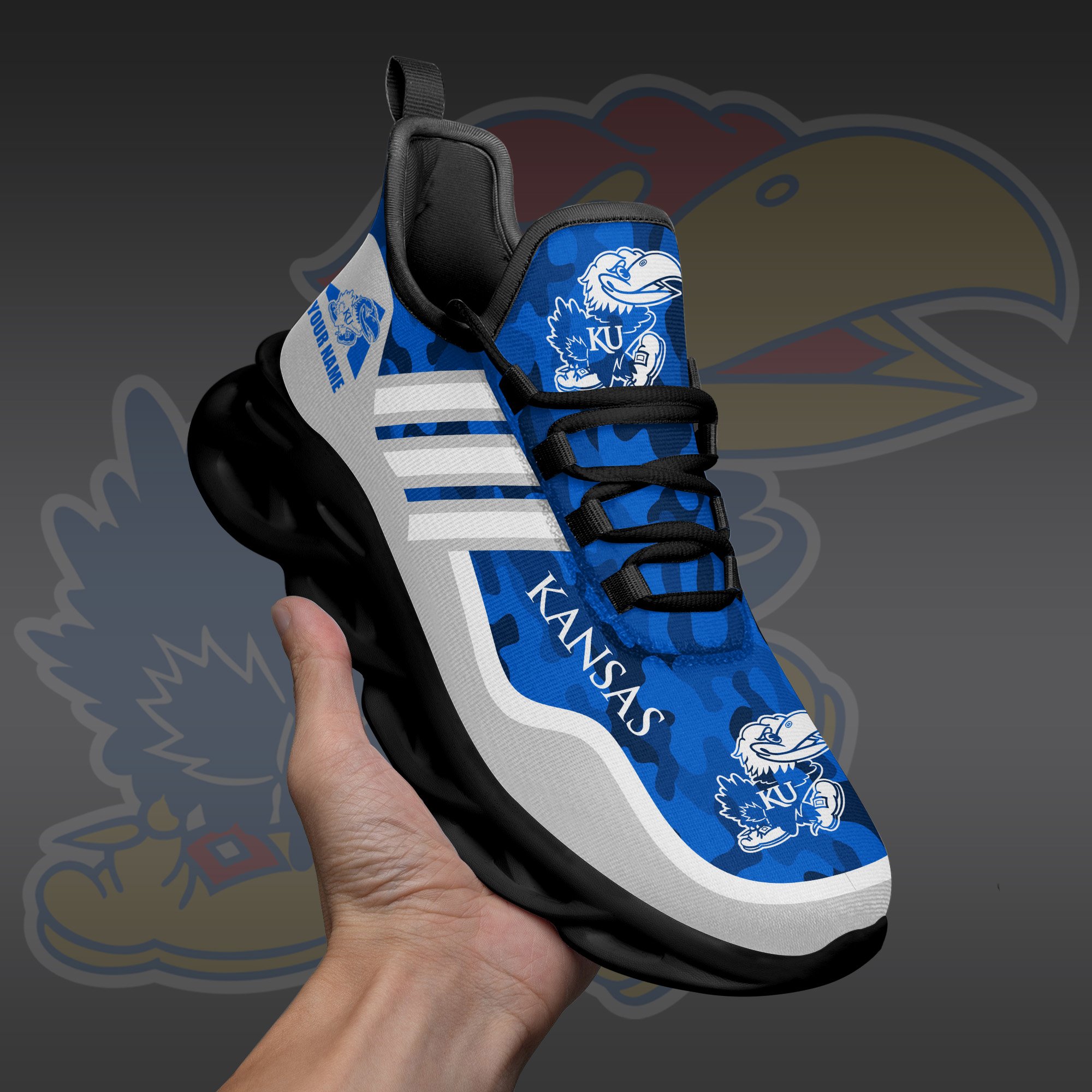 Kansas Jayhawks Black Max Soul Shoes 2026 Versions Custom Name 466