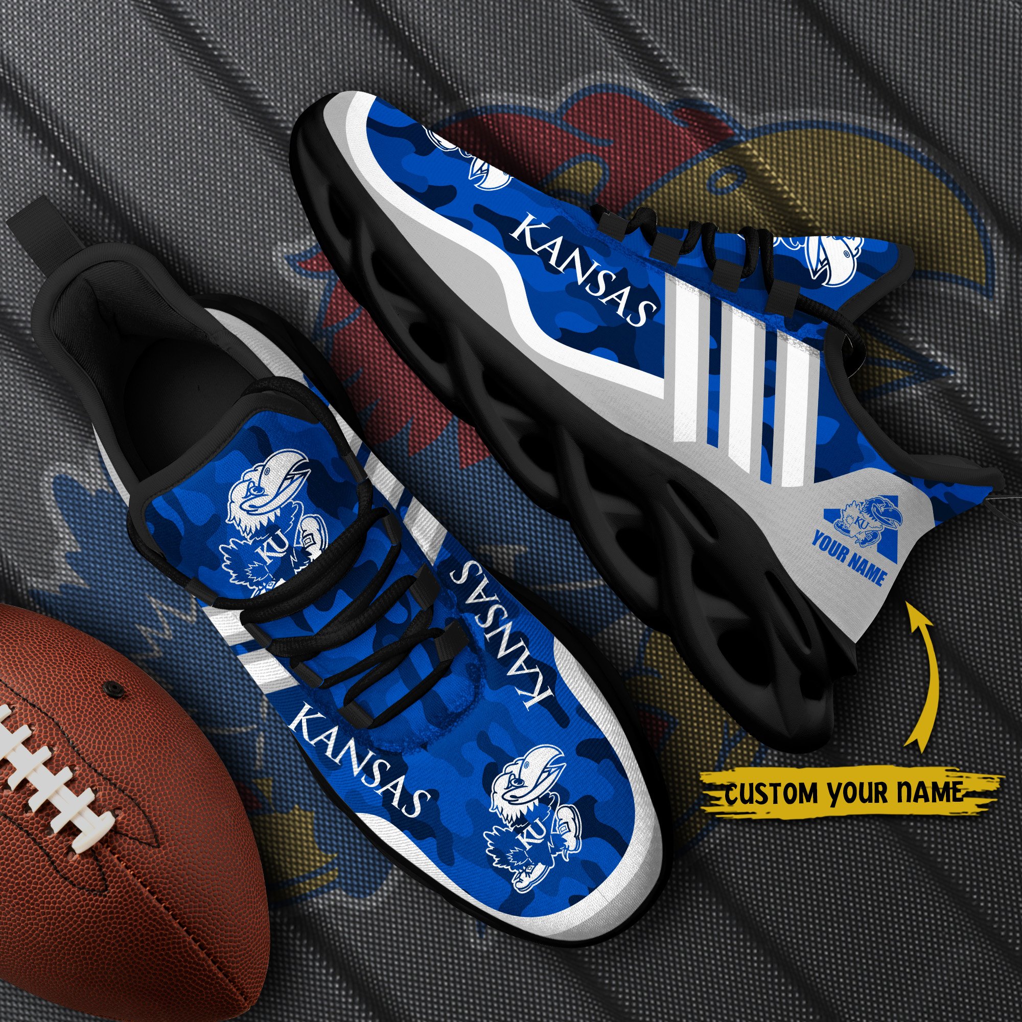 Kansas Jayhawks Black Max Soul Shoes 2026 Versions Custom Name 466