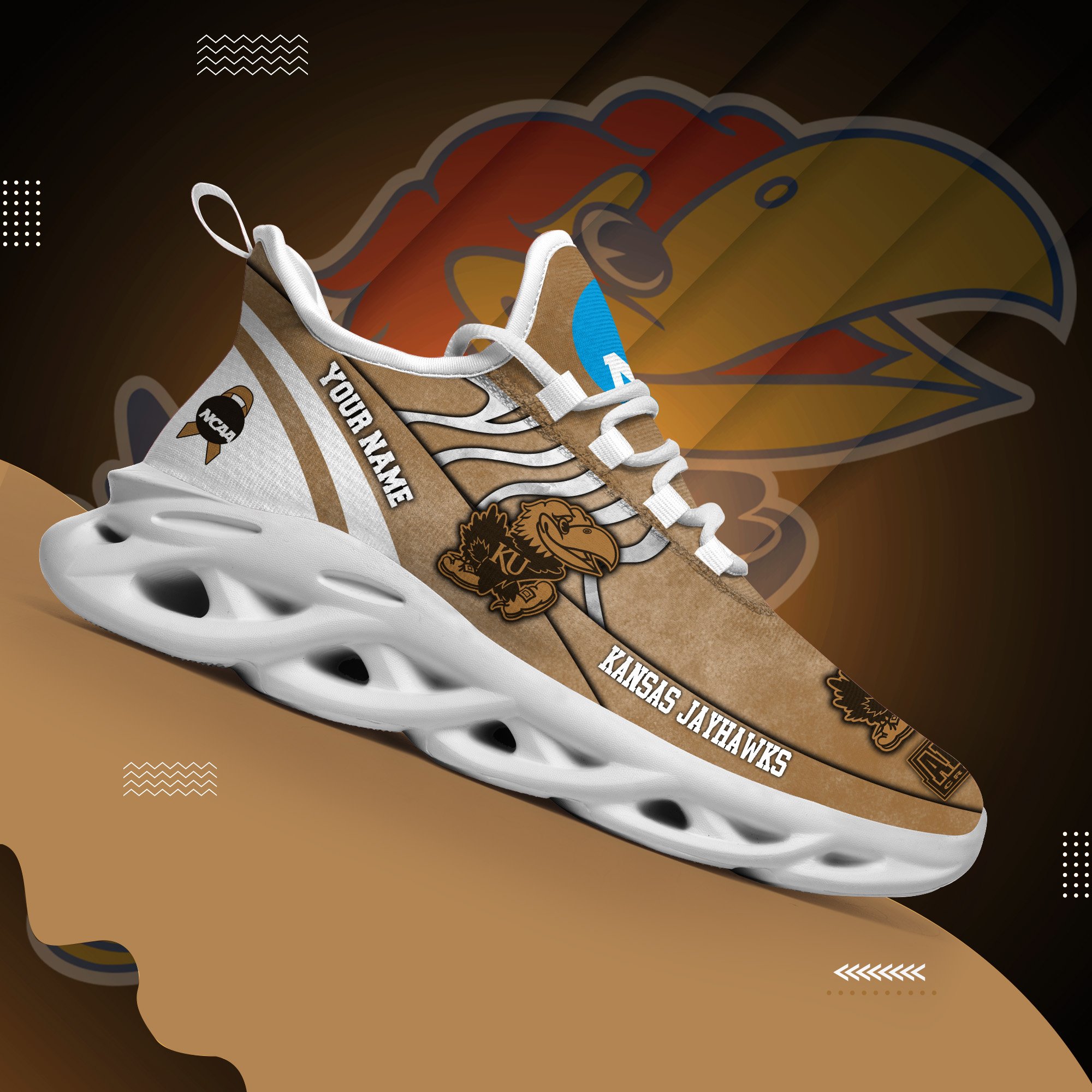 Kansas Jayhawks Black Max Soul Shoes 2026 Versions Custom Your Name And Number 312