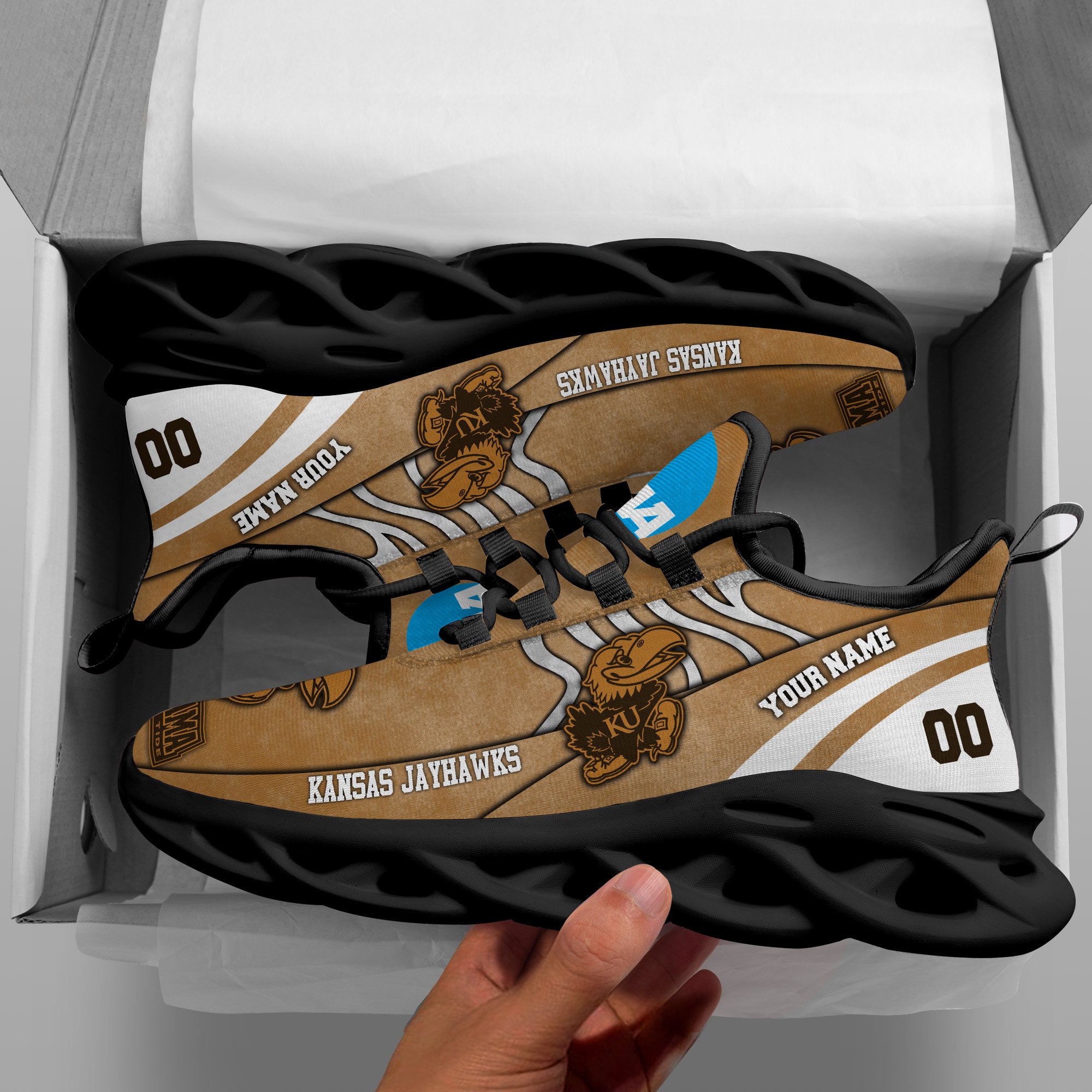 Kansas Jayhawks Black Max Soul Shoes 2026 Versions Custom Your Name And Number 312