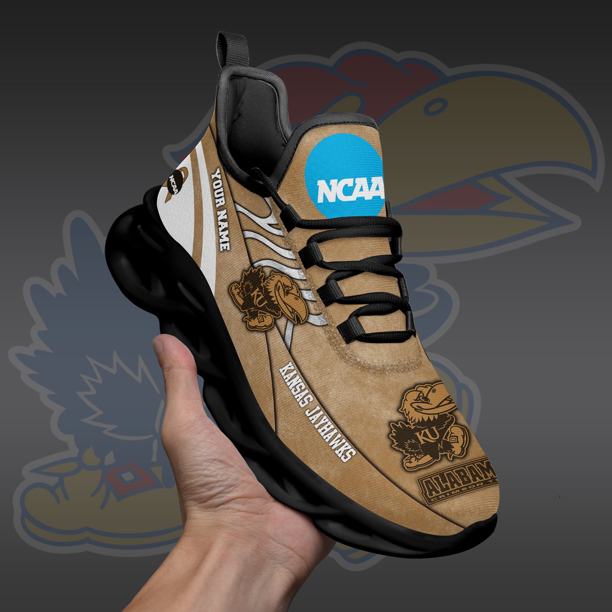 Kansas Jayhawks Black Max Soul Shoes 2026 Versions Custom Your Name And Number 312