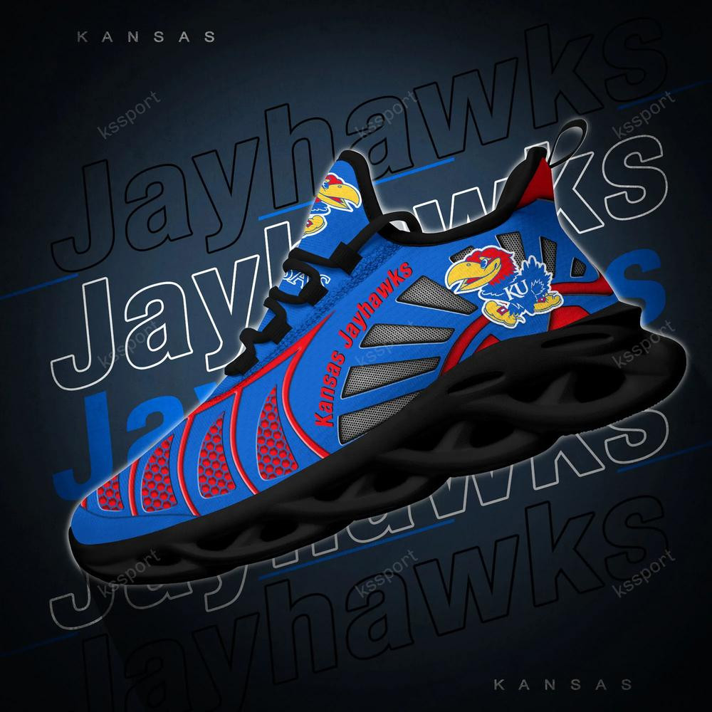 Kansas Jayhawks Max Soul Clunky, Black And White Running Shoes