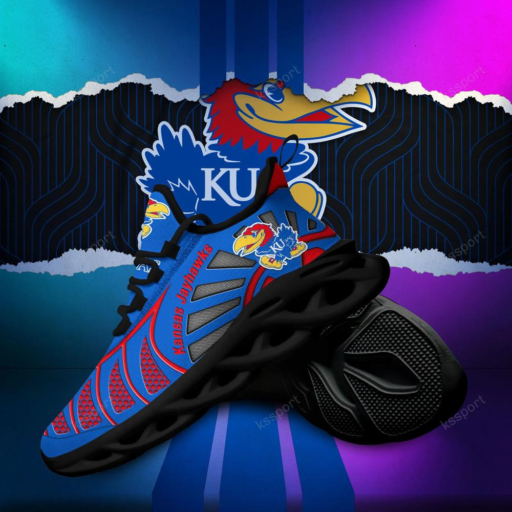 Kansas Jayhawks Max Soul Clunky, Black And White Running Shoes