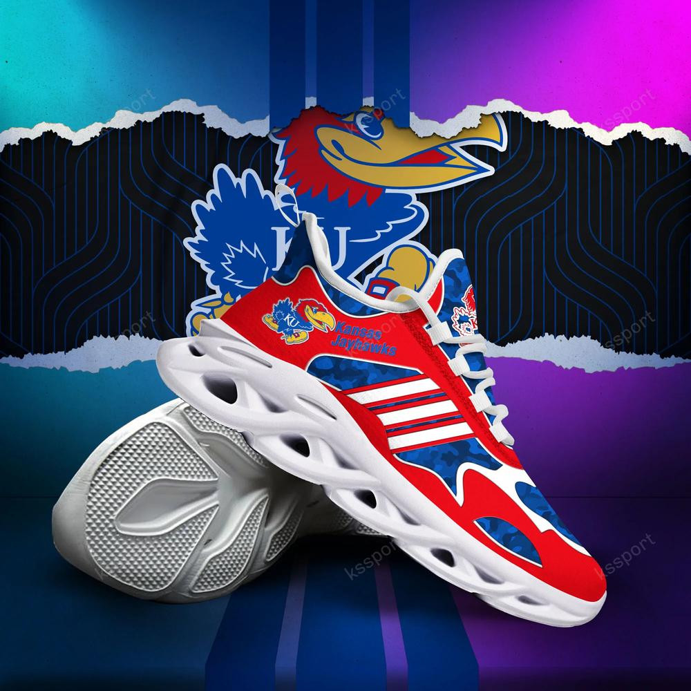 Kansas Jayhawks Max Soul Clunky, Camo Running Sneakers For Fan Ever