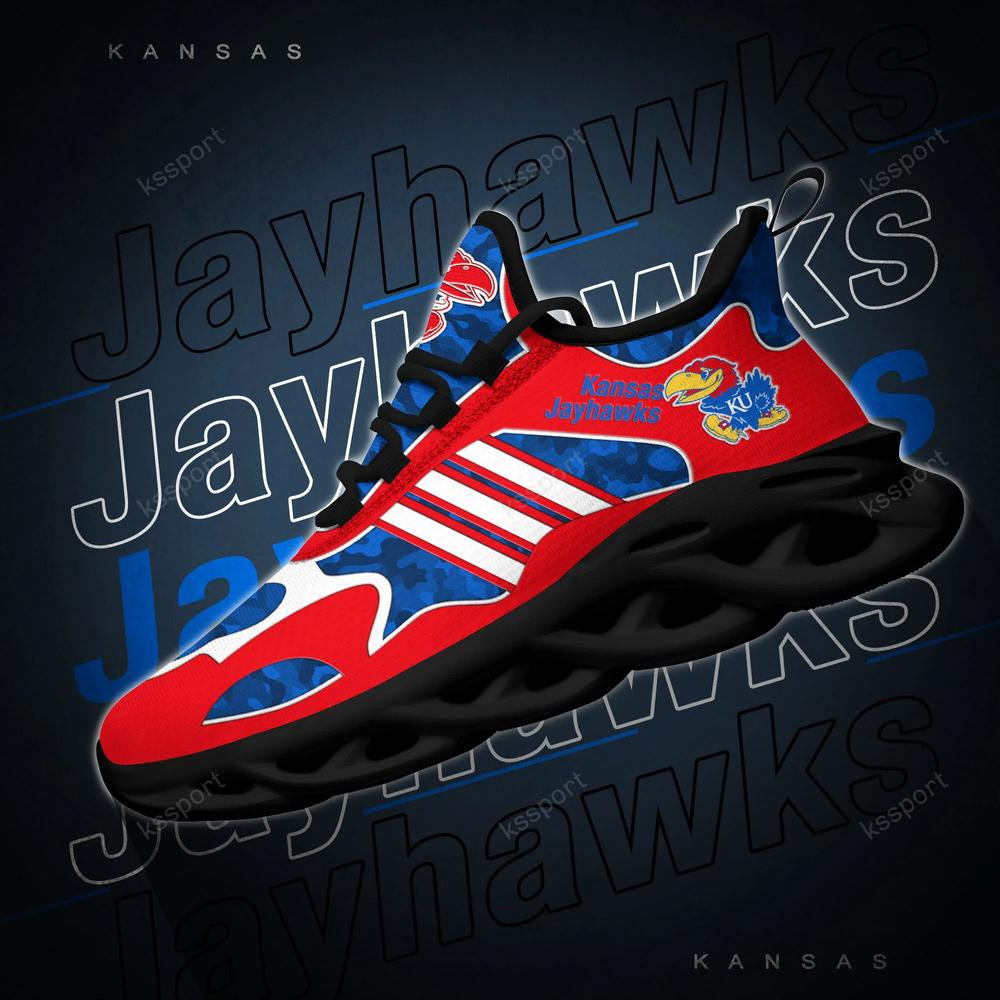 Kansas Jayhawks Max Soul Clunky, Camo Running Sneakers For Fan Ever