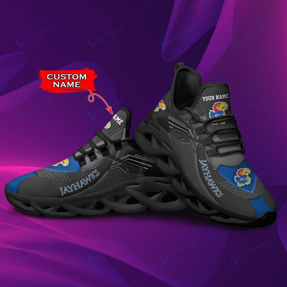 Kansas Jayhawks Personalized Max Soul YZ Running Sneakers 273