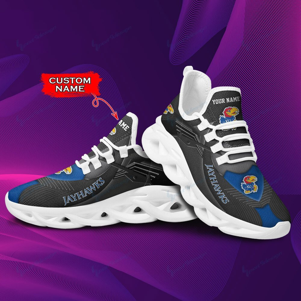 Kansas Jayhawks Personalized Max Soul YZ Running Sneakers 273