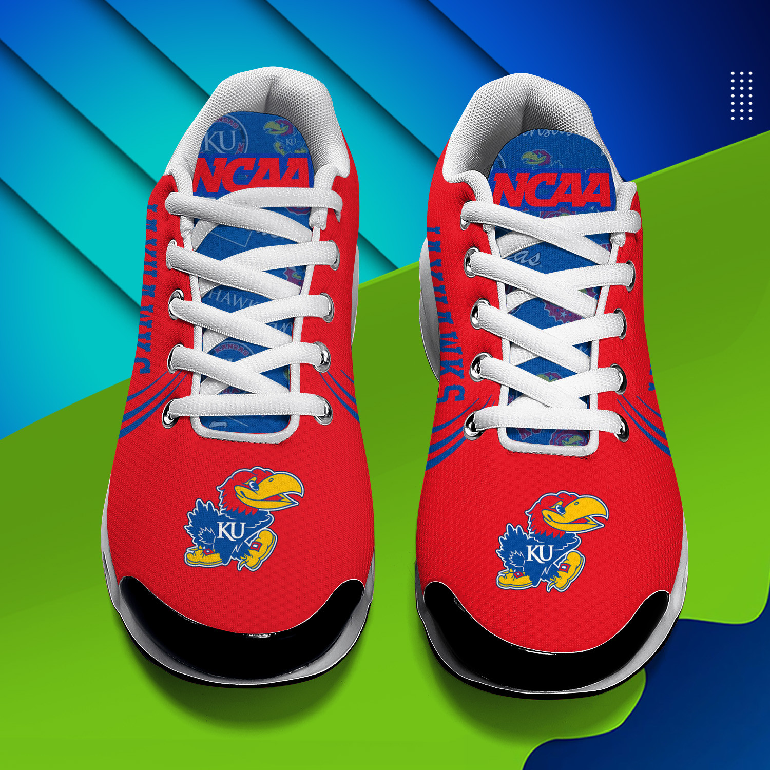 Kansas Jayhawks Personalized Name Team Logo Mix Colors Zipped Line TN Air Max Shoes Air Cushion Sneakers