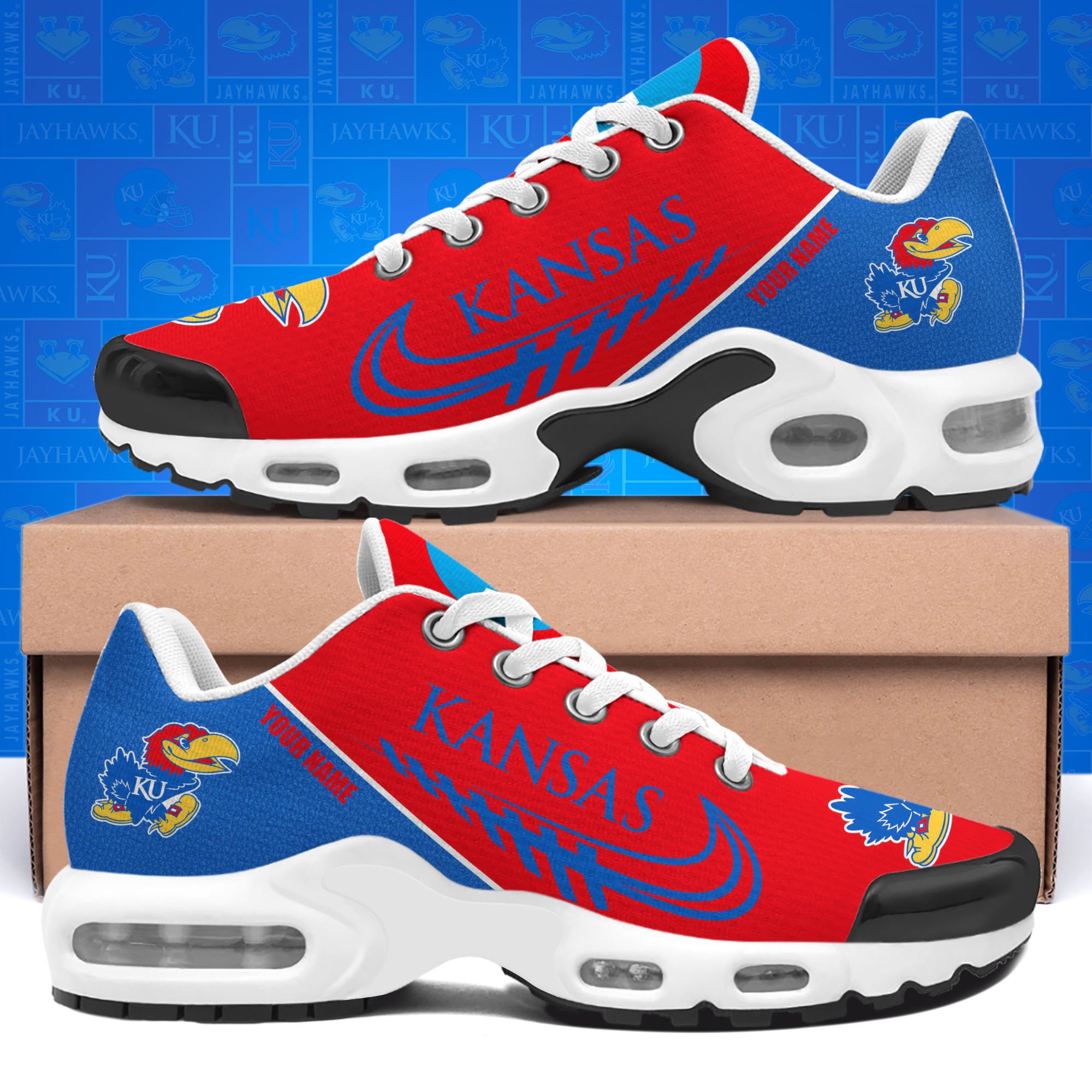 Kansas Jayhawks TN Shoes Custom Your Name 514