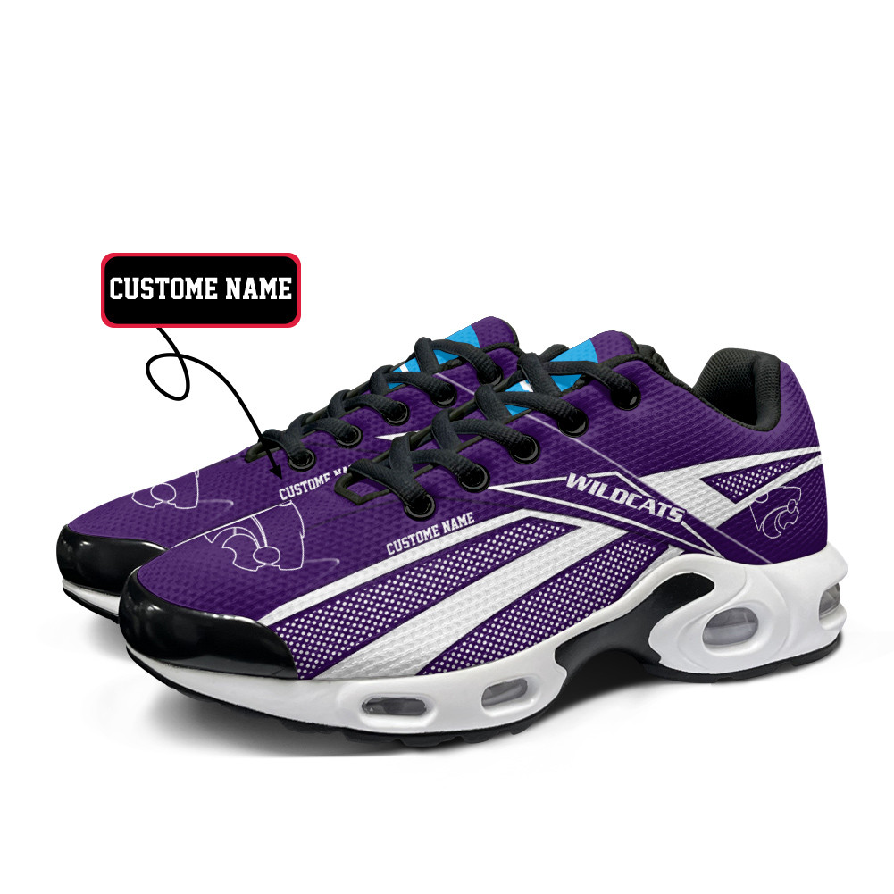 Kansas State Wildcats Personalized Name Team Colors Supersonic Line Pattern TN Air Max Shoes Air Cushion Sneakers
