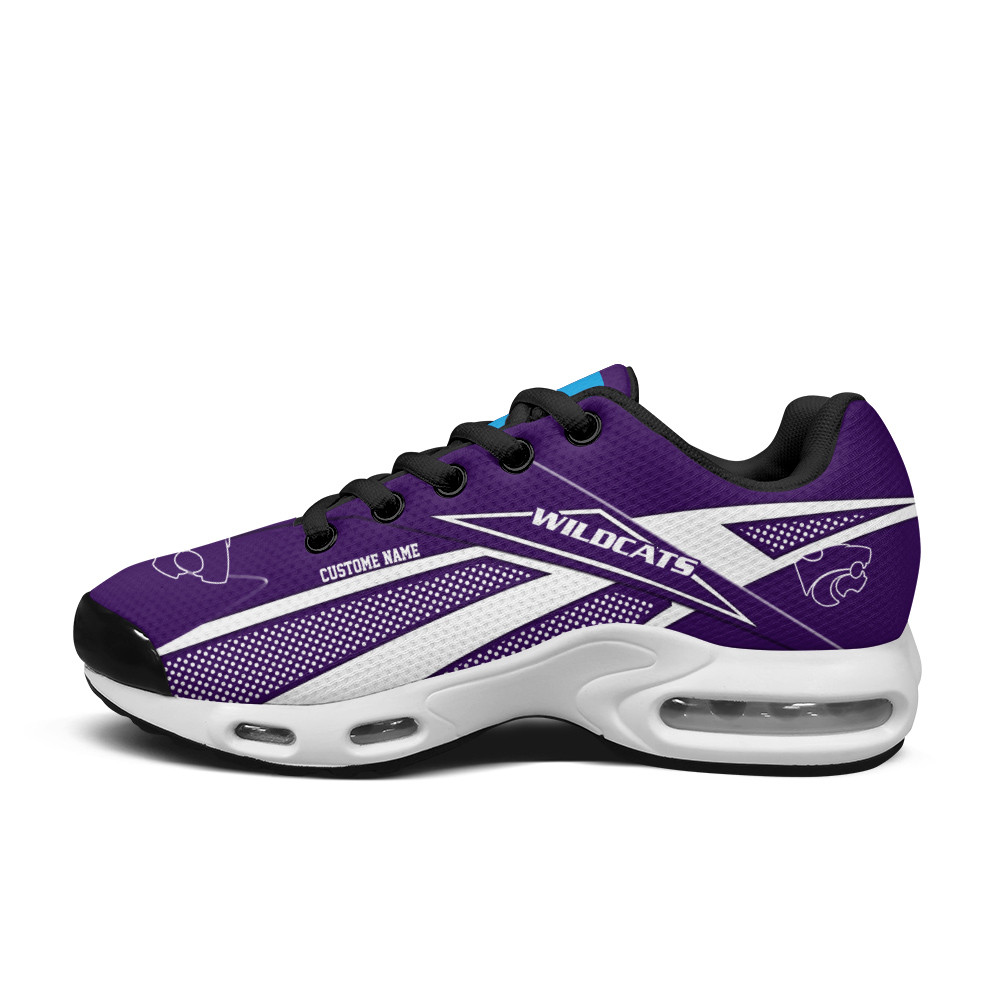Kansas State Wildcats Personalized Name Team Colors Supersonic Line Pattern TN Air Max Shoes Air Cushion Sneakers
