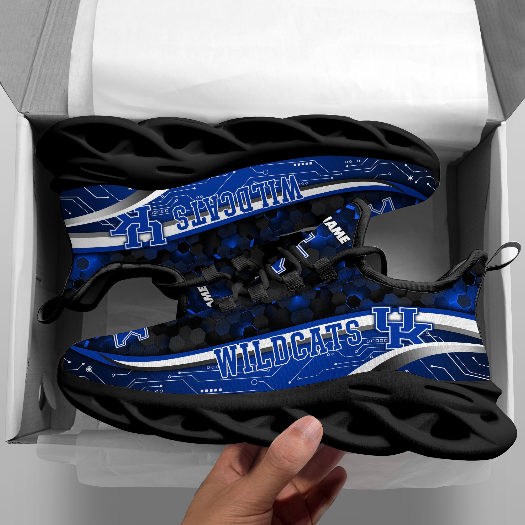 Kentucky Wildcats Black Clunky Sneakers Custom Name, Max Soul Shoes, Sport Gifts
