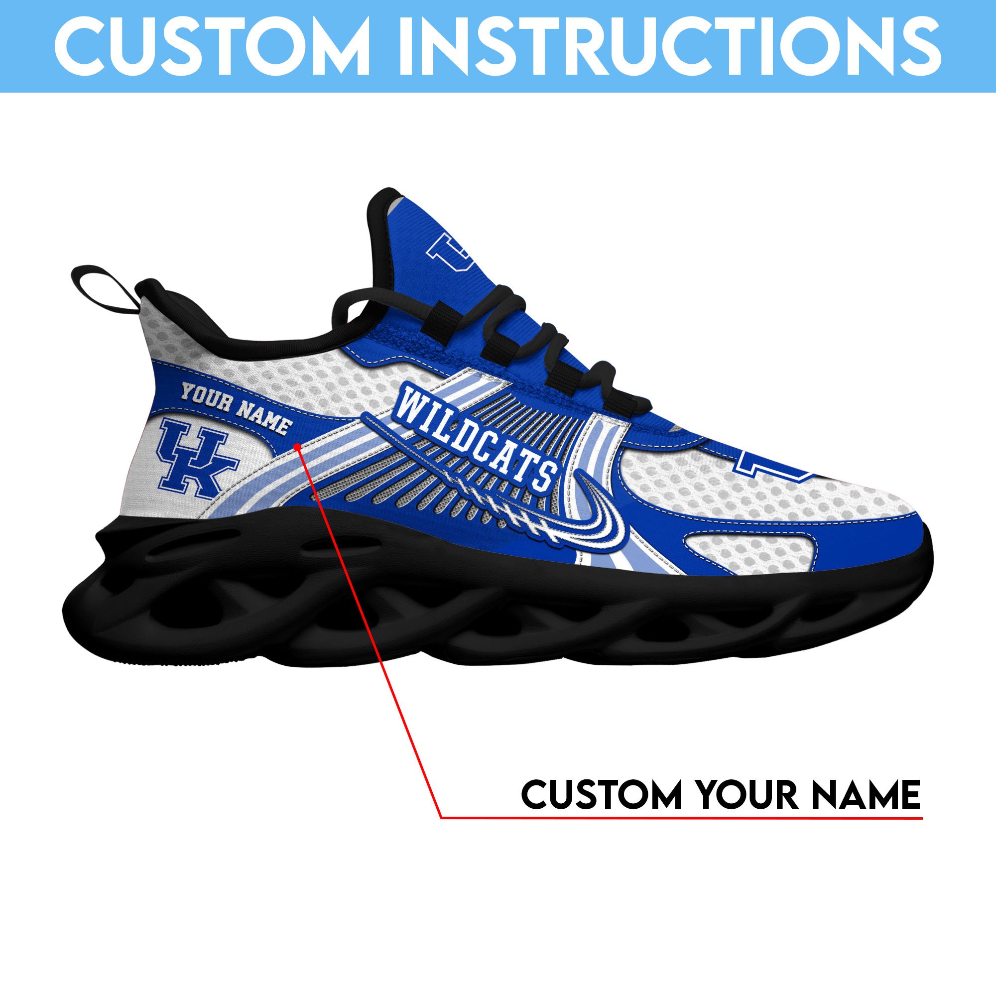 Kentucky Wildcats Clunky Sneakers Custom Your Name, Sport Sneakers, Sport Gifts For Fan, Gifts For Him
