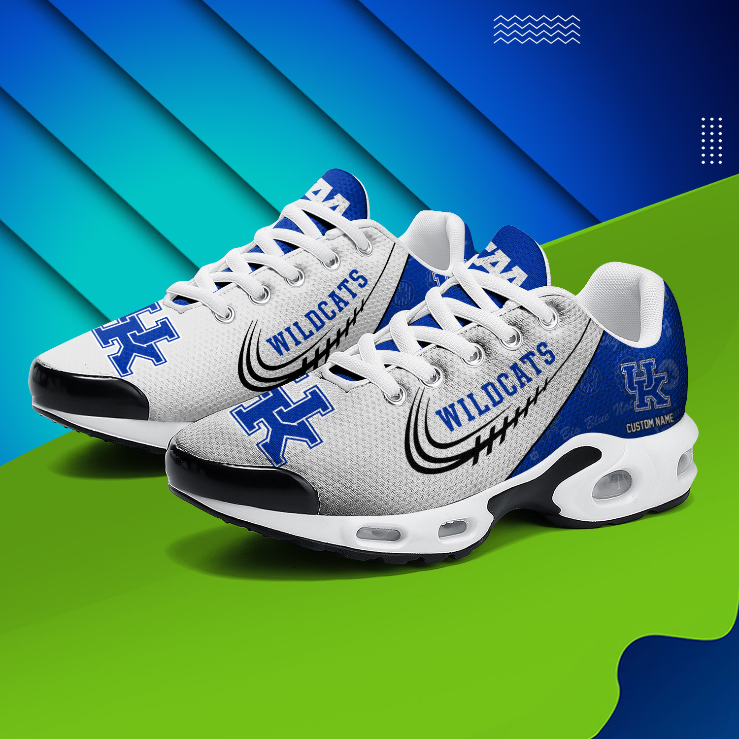 Kentucky Wildcats Personalized Name Team Logo Mix Colors Stitch Line TN Air Max Shoes Air Cushion Sneakers