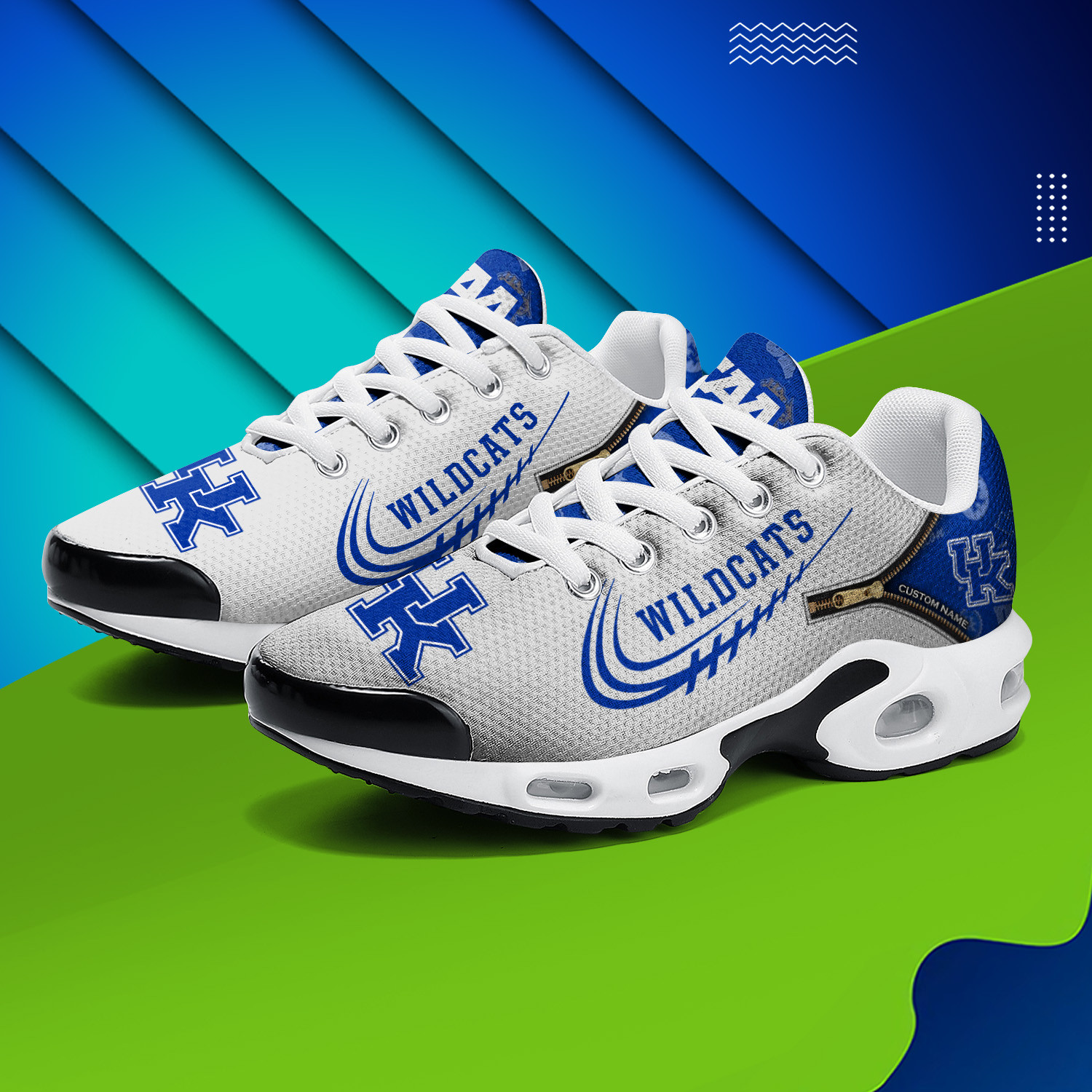 Kentucky Wildcats Personalized Name Team Logo Mix Colors Zipped Line TN Air Max Shoes Air Cushion Sneakers