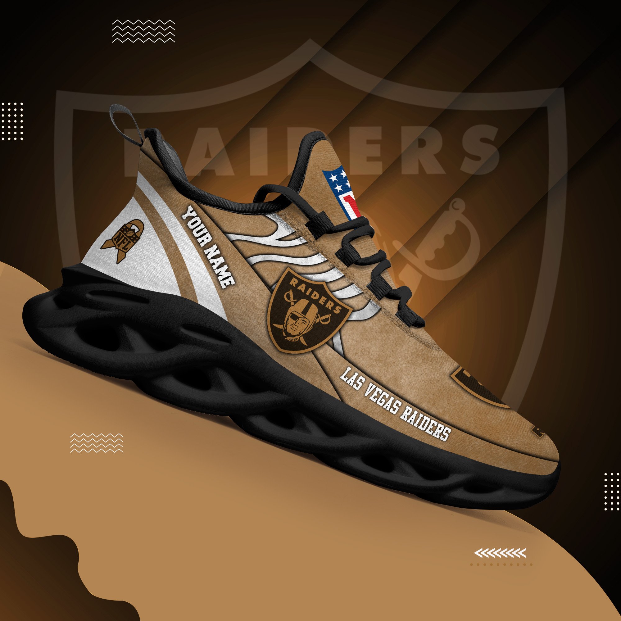 Las Vegas Raiders Black Max Soul Shoes 2026 Versions Custom Your Name And Number 264