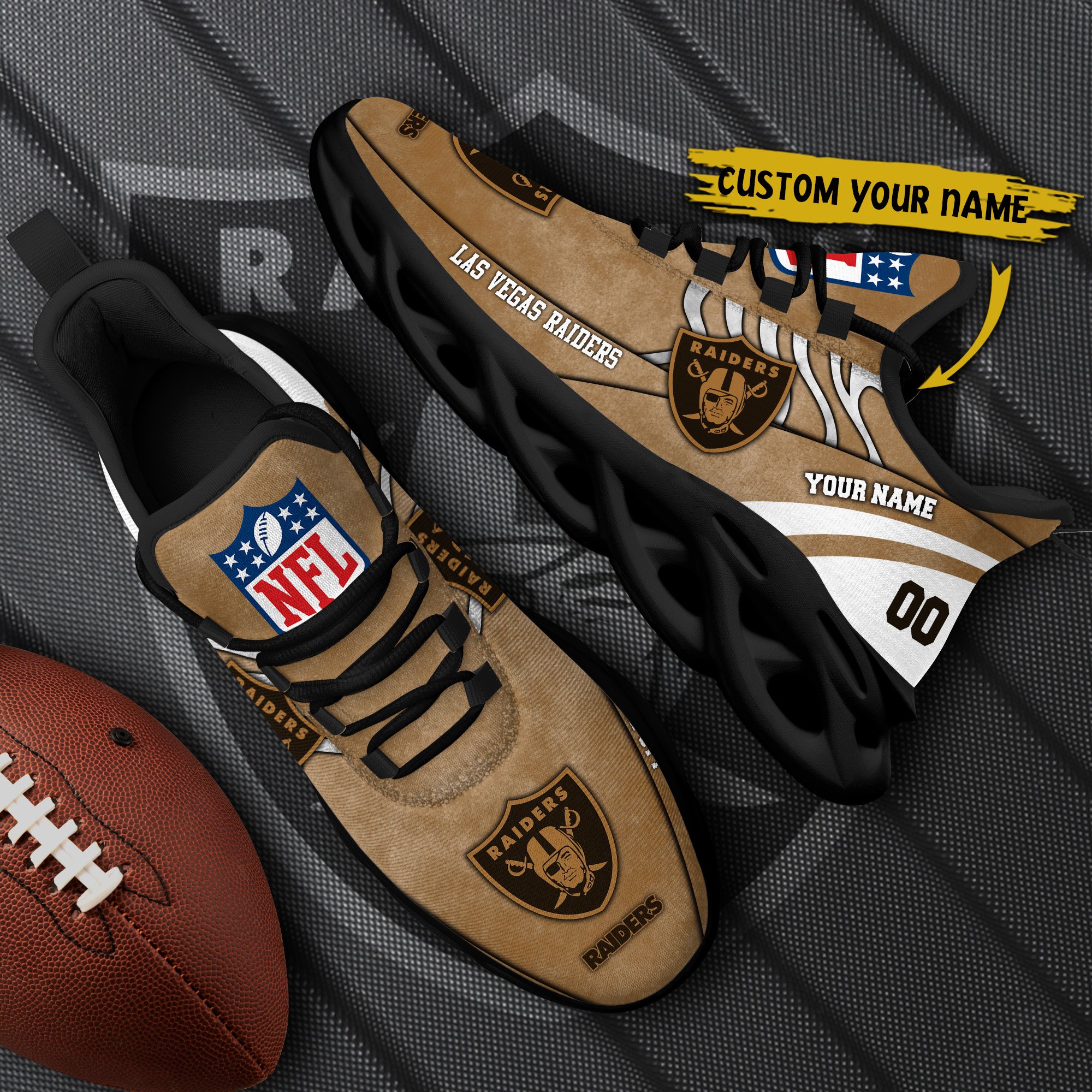 Las Vegas Raiders Black Max Soul Shoes 2026 Versions Custom Your Name And Number 264