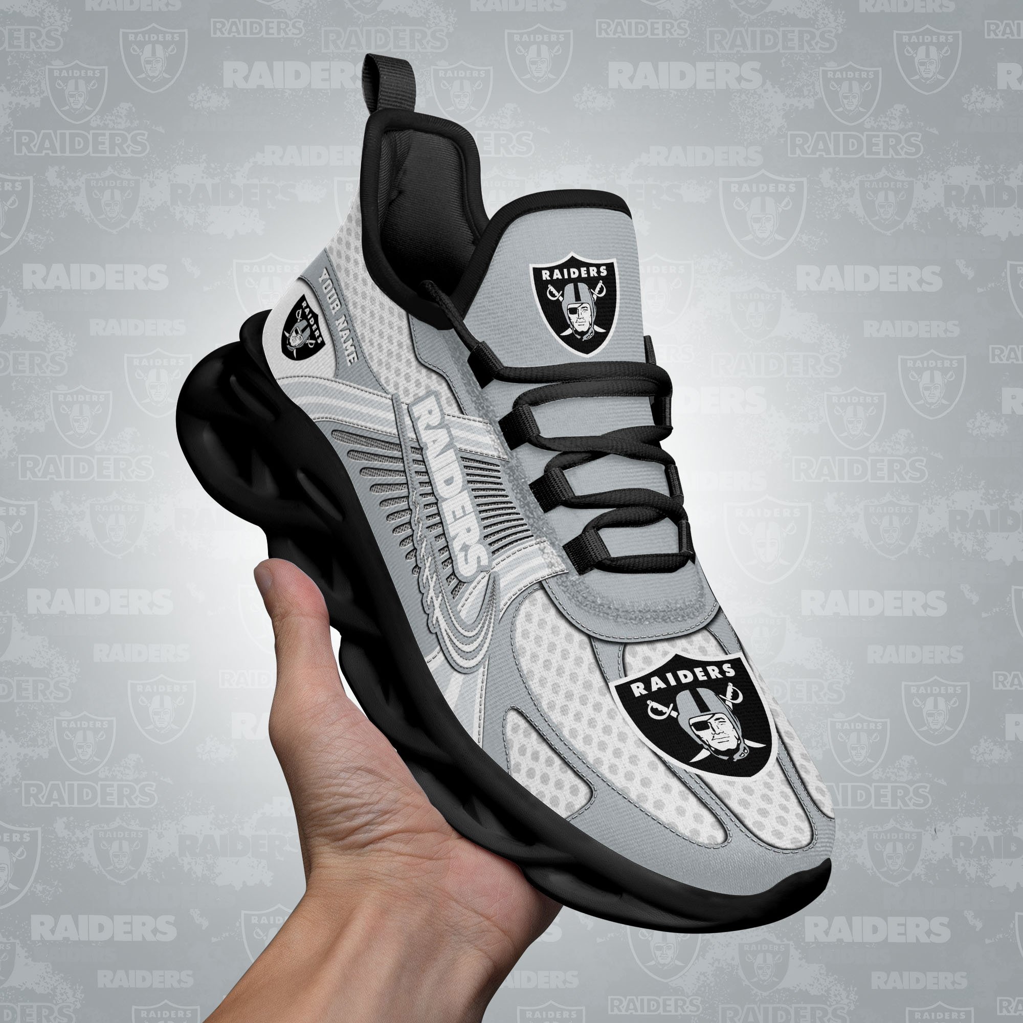 Las Vegas Raiders Clunky Sneakers Custom Your Name, Sport Sneakers For Fans, Gifts For Sport Lovers, Gift For Dad