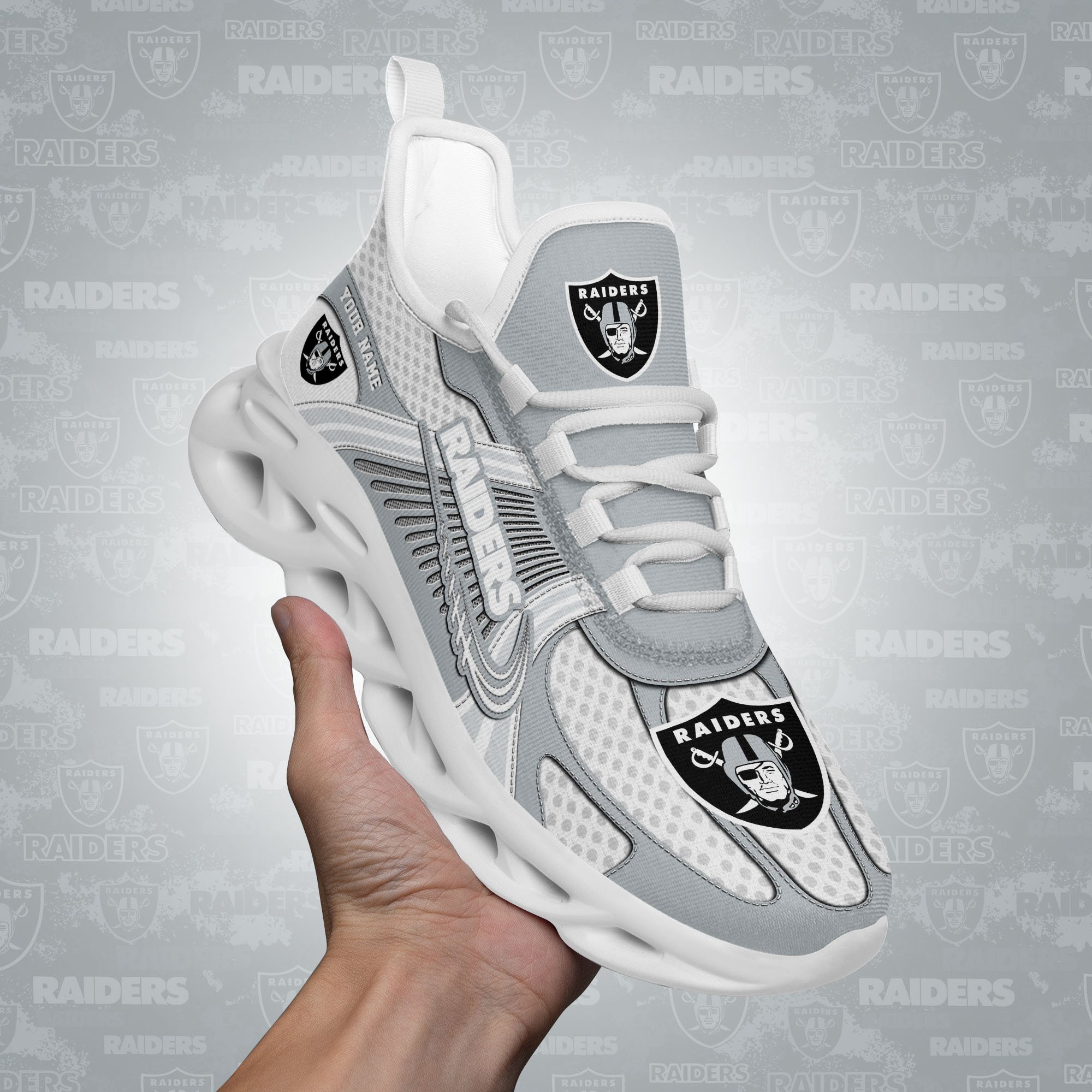 Las Vegas Raiders Clunky Sneakers Custom Your Name, Sport Sneakers For Fans, Gifts For Sport Lovers, Gift For Dad