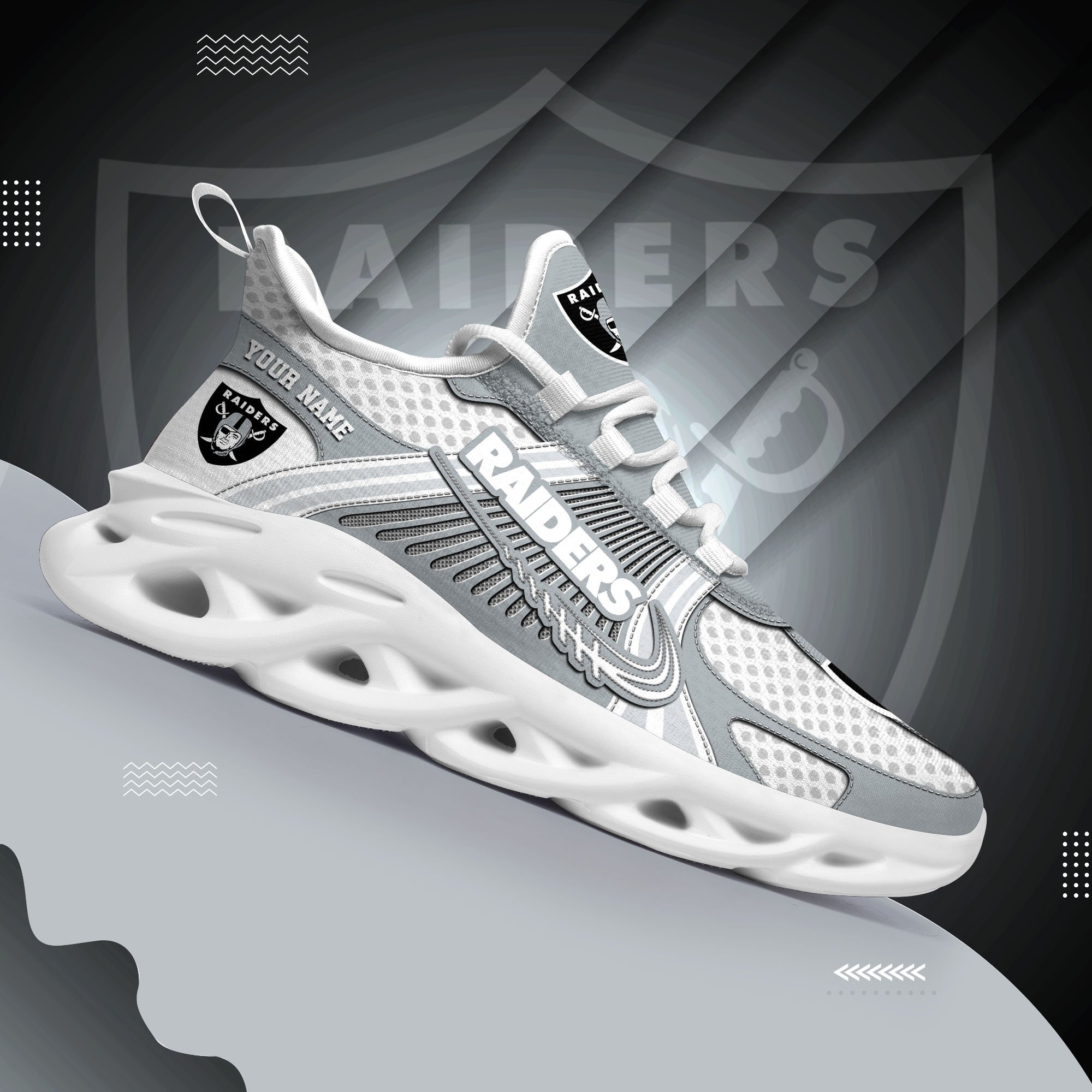 Las Vegas Raiders Clunky Sneakers Custom Your Name, Sport Sneakers For Fans, Gifts For Sport Lovers, Gift For Dad ETRG-62453