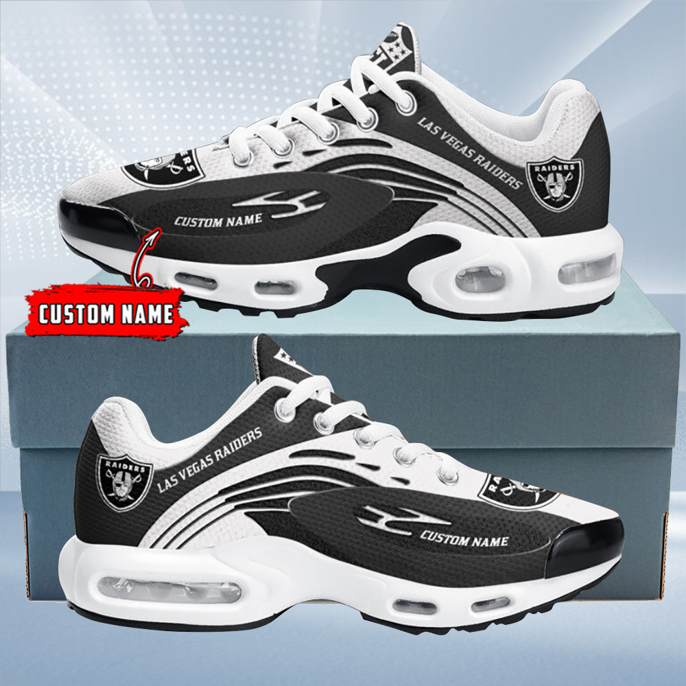 Las Vegas Raiders Personalized Name Team Logo Mix Colors Wave Line TN Air Max Shoes Air Cushion Sneakers